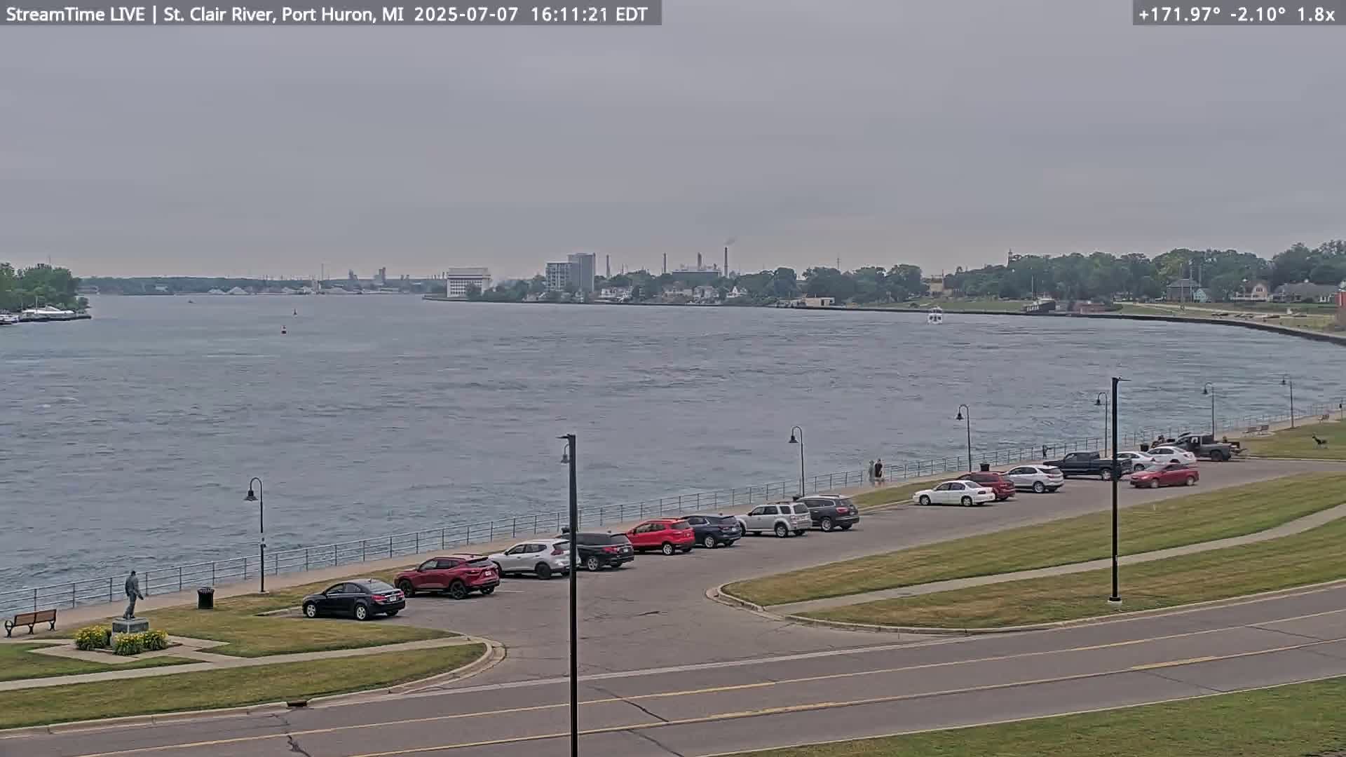 USA-Canada Border Blue Water Bridge, Port Huron USA & Sarnia / Point Edward Ontario, Canada View from St. Clair River - Port Huron, St. Clair, Michigan, USA