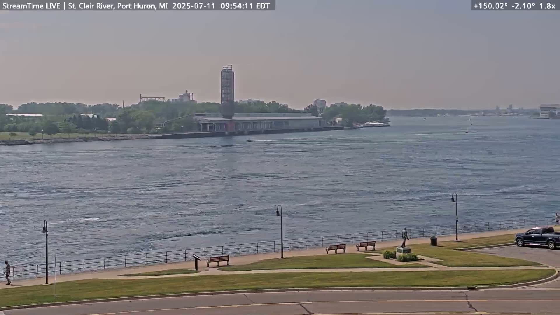 USA-Canada Border Blue Water Bridge, Port Huron USA & Sarnia / Point Edward Ontario, Canada View from St. Clair River - Port Huron, St. Clair, Michigan, USA