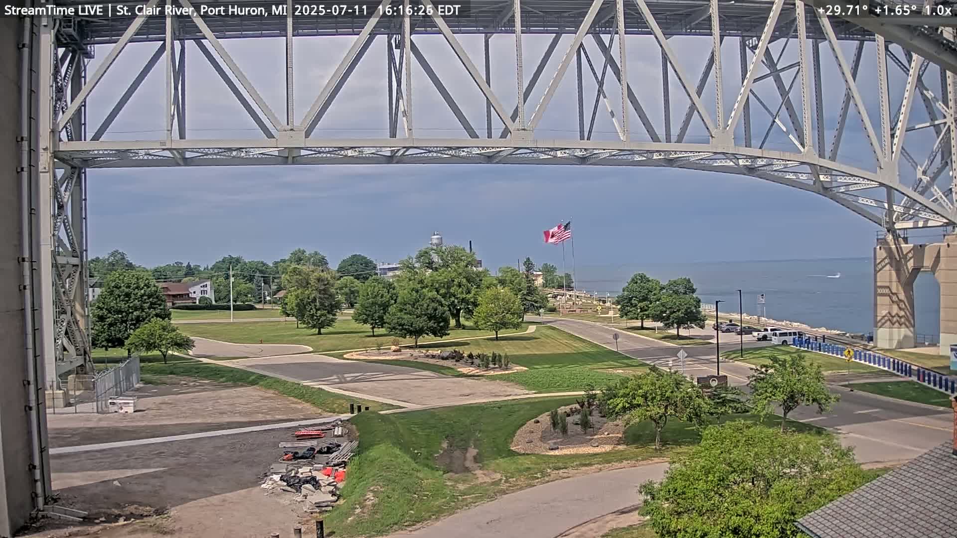 USA-Canada Border Blue Water Bridge, Port Huron USA & Sarnia / Point Edward Ontario, Canada View from St. Clair River - Port Huron, St. Clair, Michigan, USA