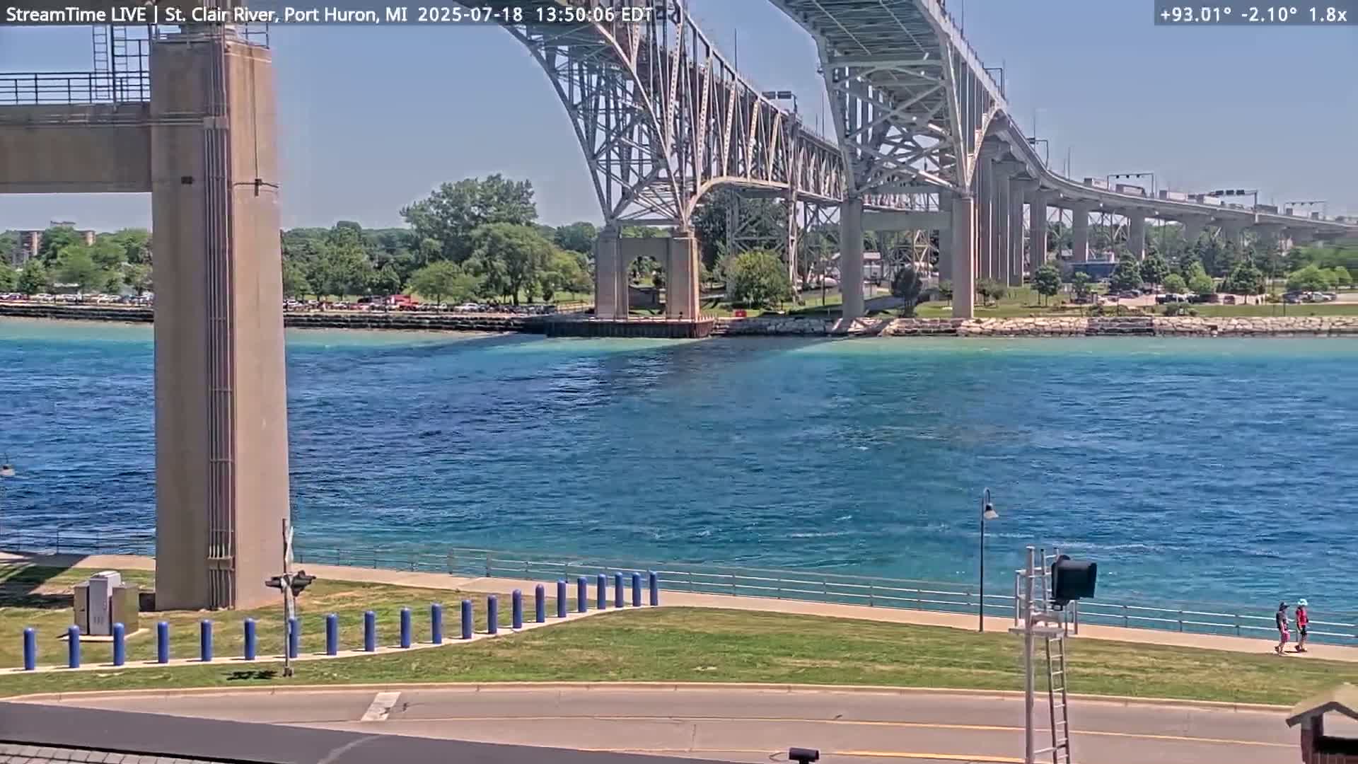 USA-Canada Border Blue Water Bridge, Port Huron USA & Sarnia / Point Edward Ontario, Canada View from St. Clair River - Port Huron, St. Clair, Michigan, USA