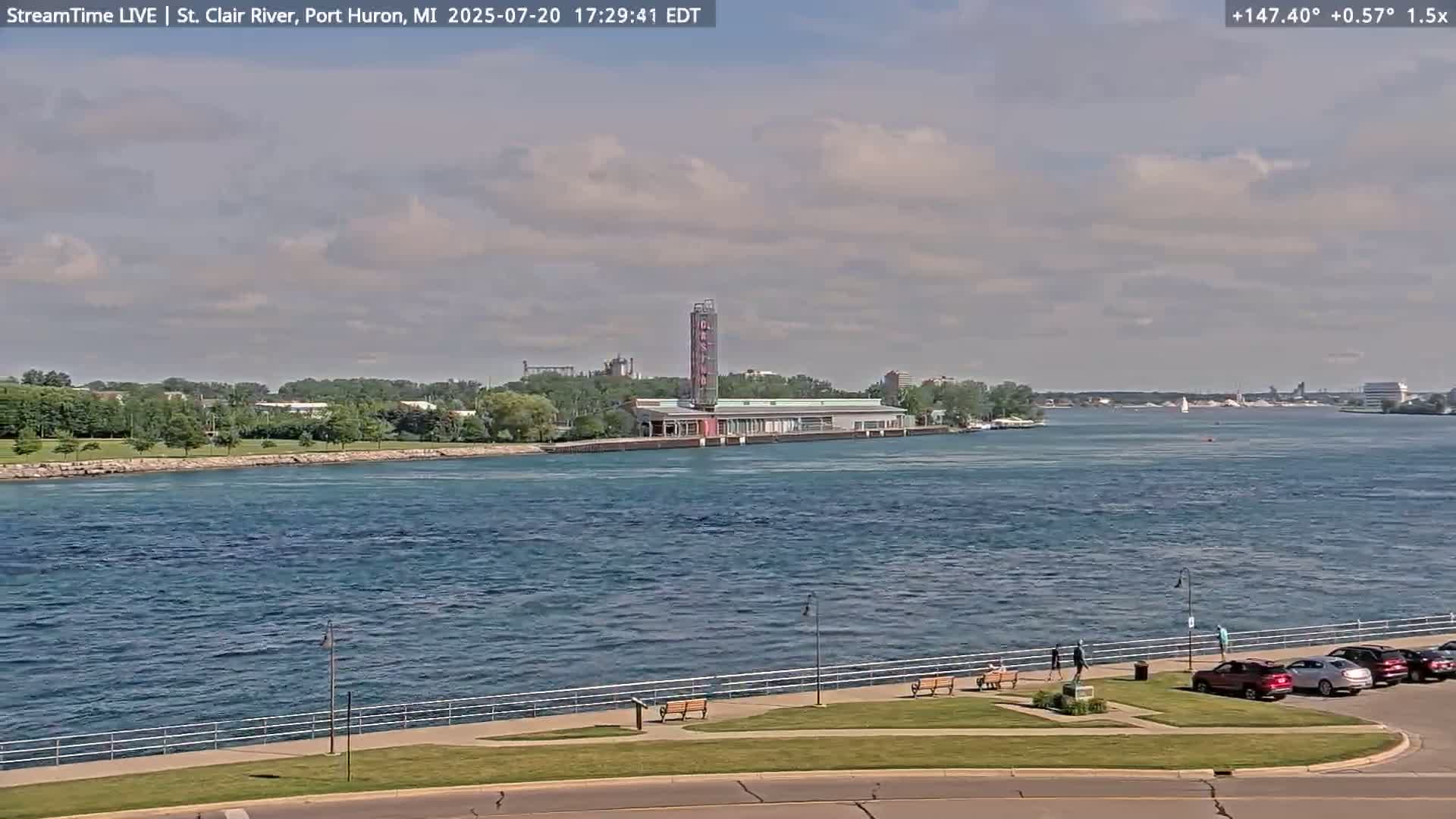 USA-Canada Border Blue Water Bridge, Port Huron USA & Sarnia / Point Edward Ontario, Canada View from St. Clair River - Port Huron, St. Clair, Michigan, USA