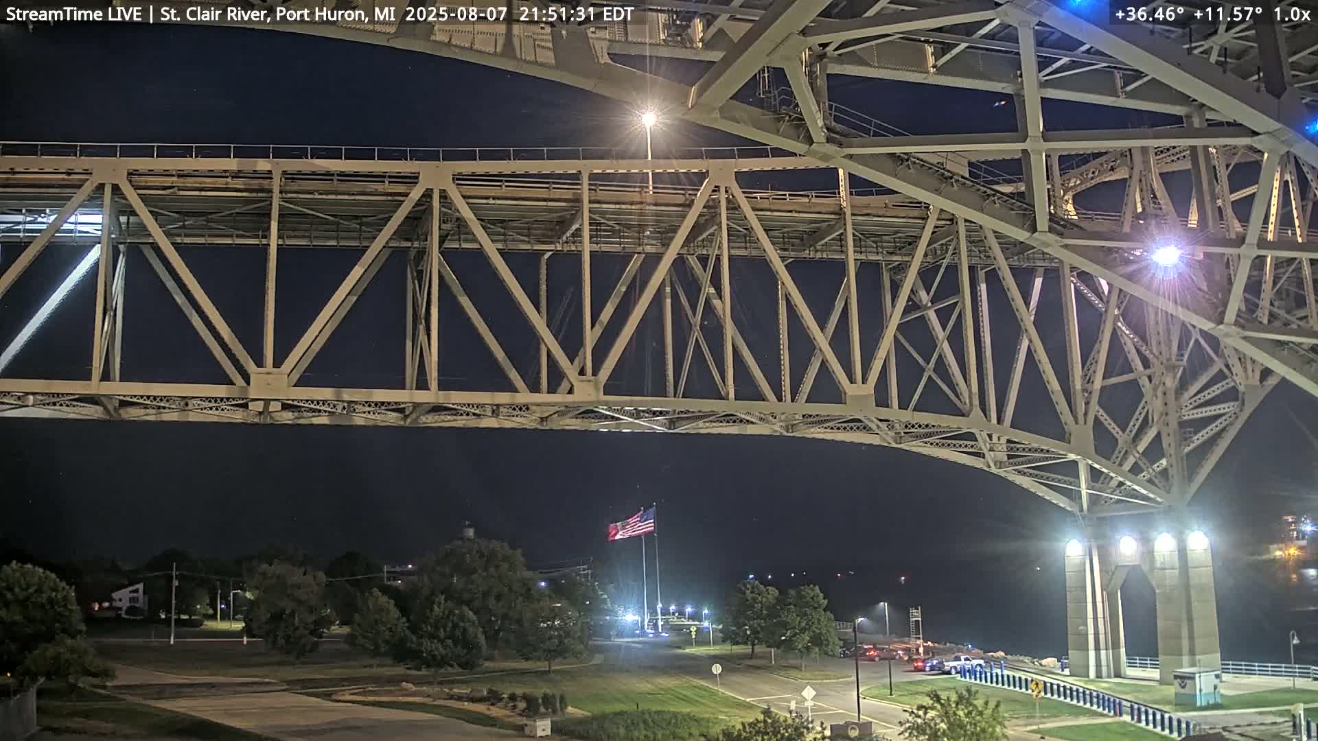 USA-Canada Border Blue Water Bridge, Port Huron USA & Sarnia / Point Edward Ontario, Canada View from St. Clair River - Port Huron, St. Clair, Michigan, USA