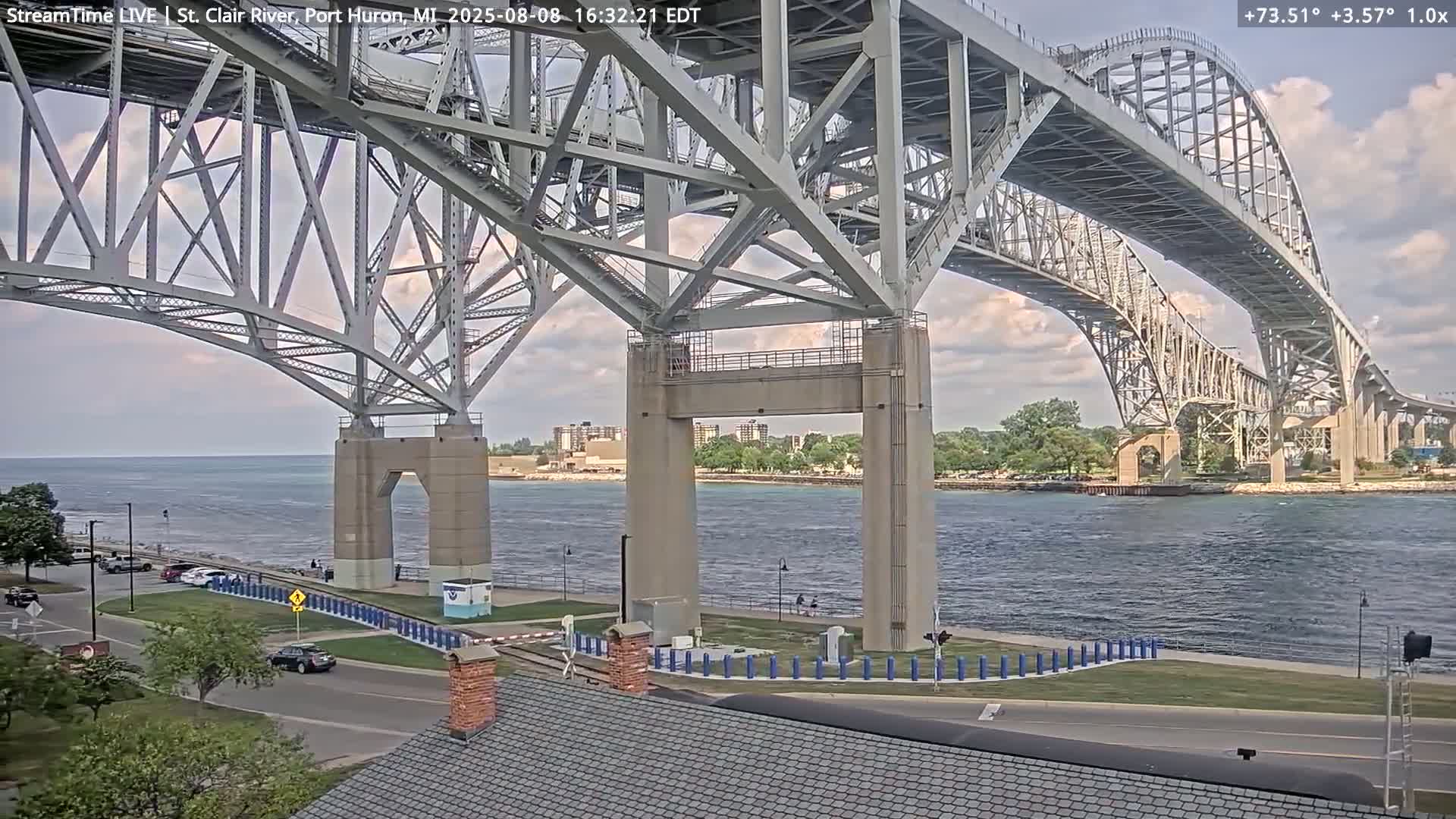 USA-Canada Border Blue Water Bridge, Port Huron USA & Sarnia / Point Edward Ontario, Canada View from St. Clair River - Port Huron, St. Clair, Michigan, USA