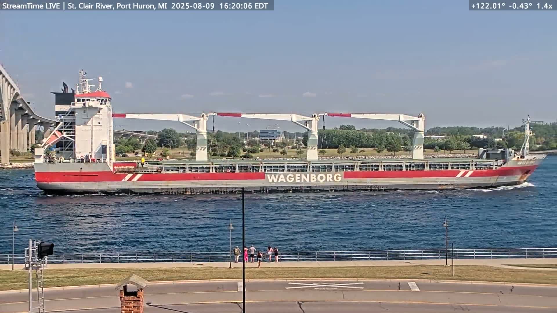 USA-Canada Border Blue Water Bridge, Port Huron USA & Sarnia / Point Edward Ontario, Canada View from St. Clair River - Port Huron, St. Clair, Michigan, USA