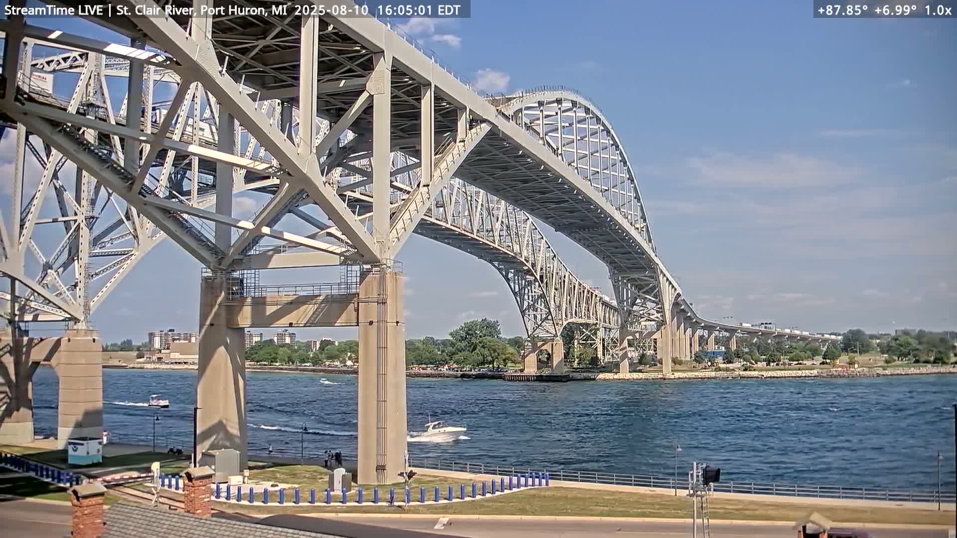 USA-Canada Border Blue Water Bridge, Port Huron USA & Sarnia / Point Edward Ontario, Canada View from St. Clair River - Port Huron, St. Clair, Michigan, USA