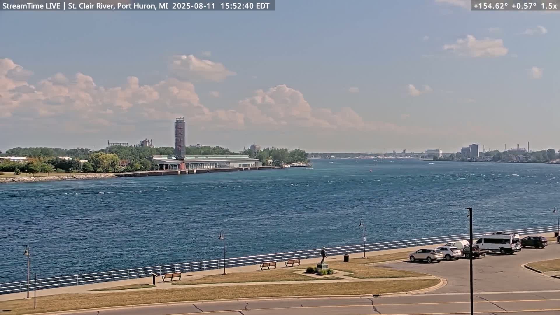 USA-Canada Border Blue Water Bridge, Port Huron USA & Sarnia / Point Edward Ontario, Canada View from St. Clair River - Port Huron, St. Clair, Michigan, USA