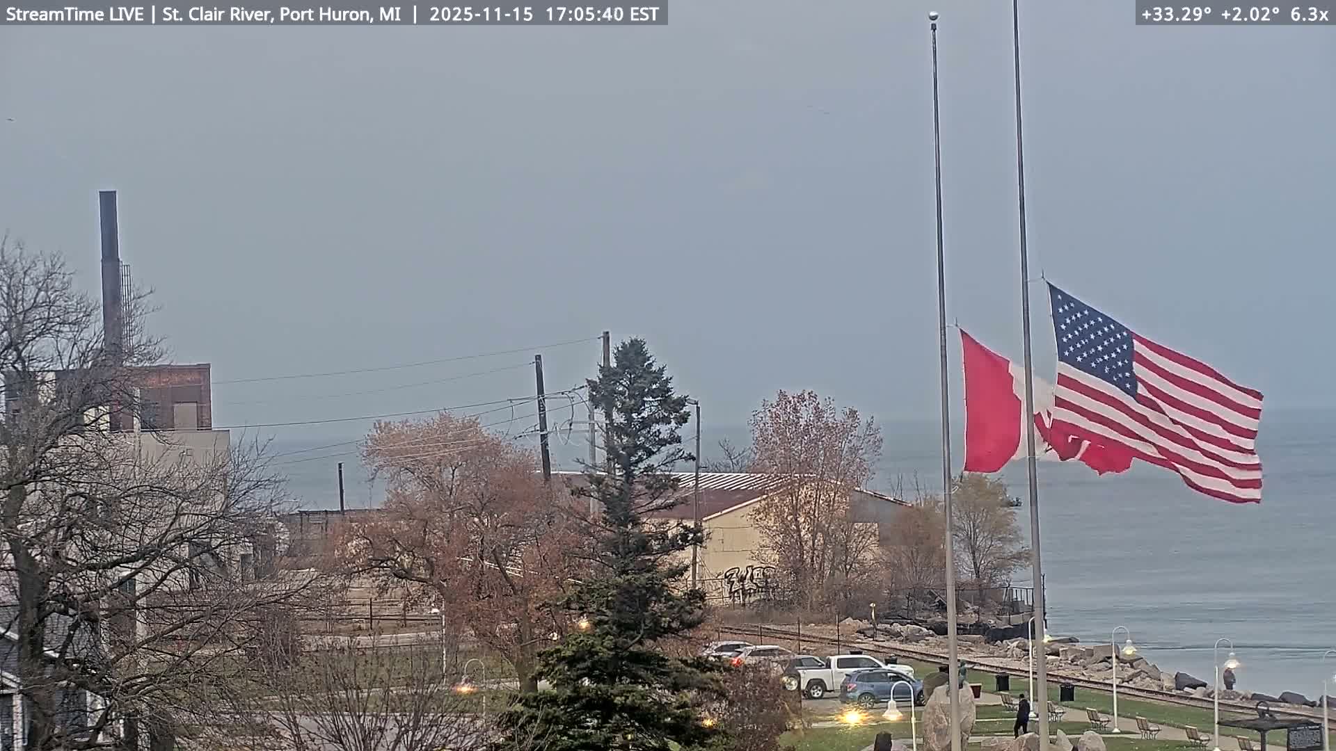 USA-Canada Border Blue Water Bridge, Port Huron USA & Sarnia / Point Edward Ontario, Canada View from St. Clair River - Port Huron, St. Clair, Michigan, USA