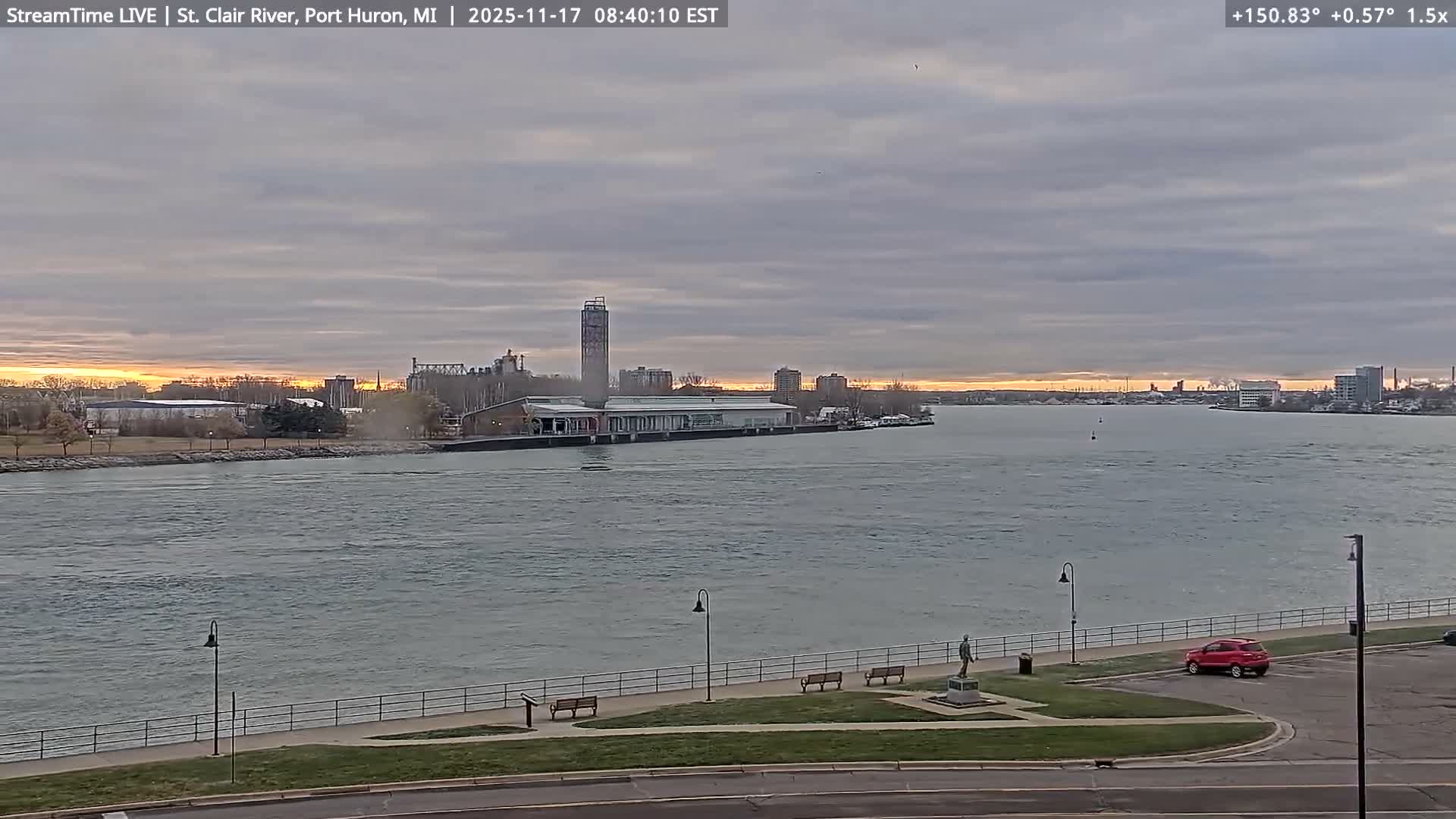 USA-Canada Border Blue Water Bridge, Port Huron USA & Sarnia / Point Edward Ontario, Canada View from St. Clair River - Port Huron, St. Clair, Michigan, USA