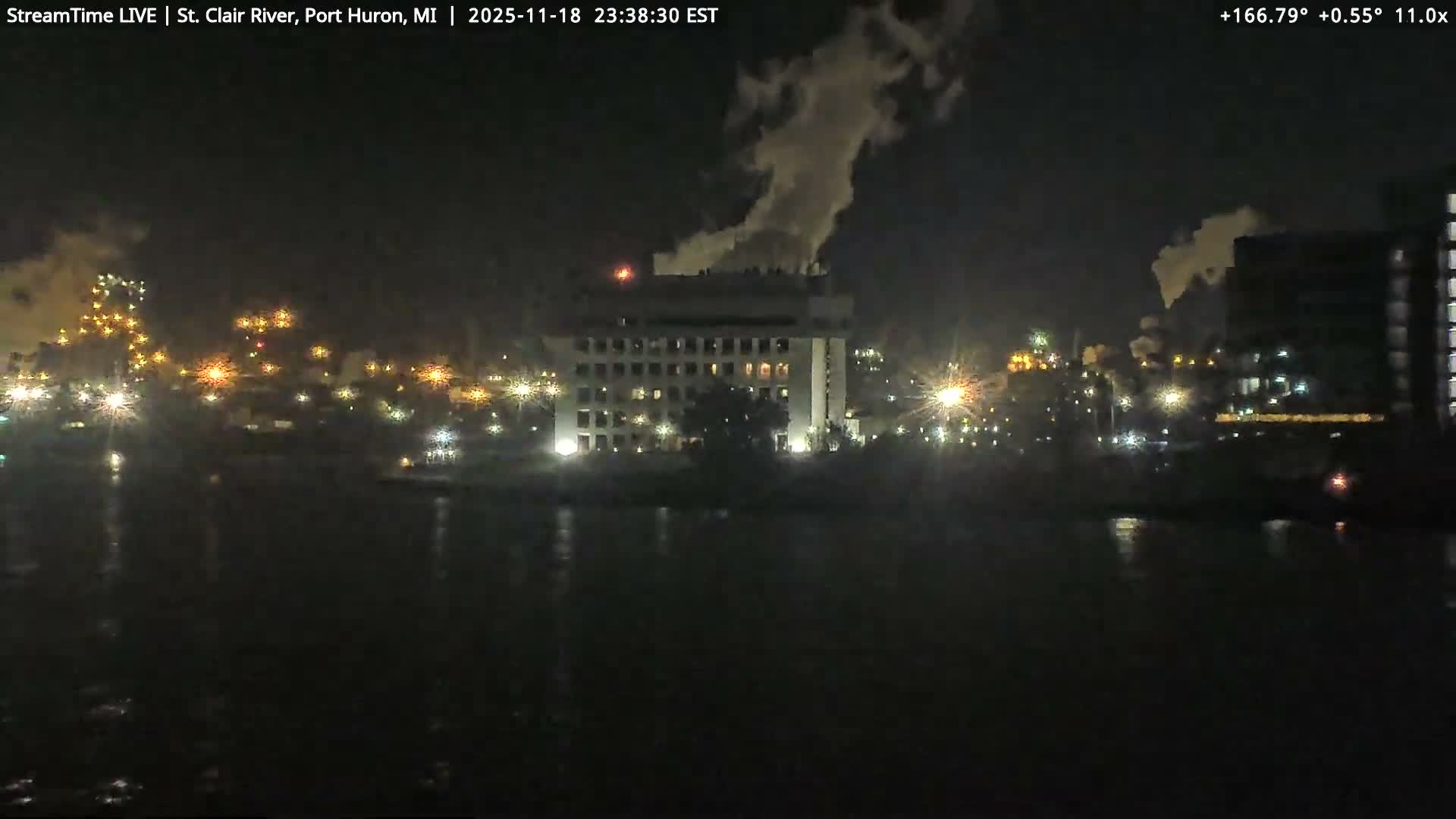 USA-Canada Border Blue Water Bridge, Port Huron USA & Sarnia / Point Edward Ontario, Canada View from St. Clair River - Port Huron, St. Clair, Michigan, USA