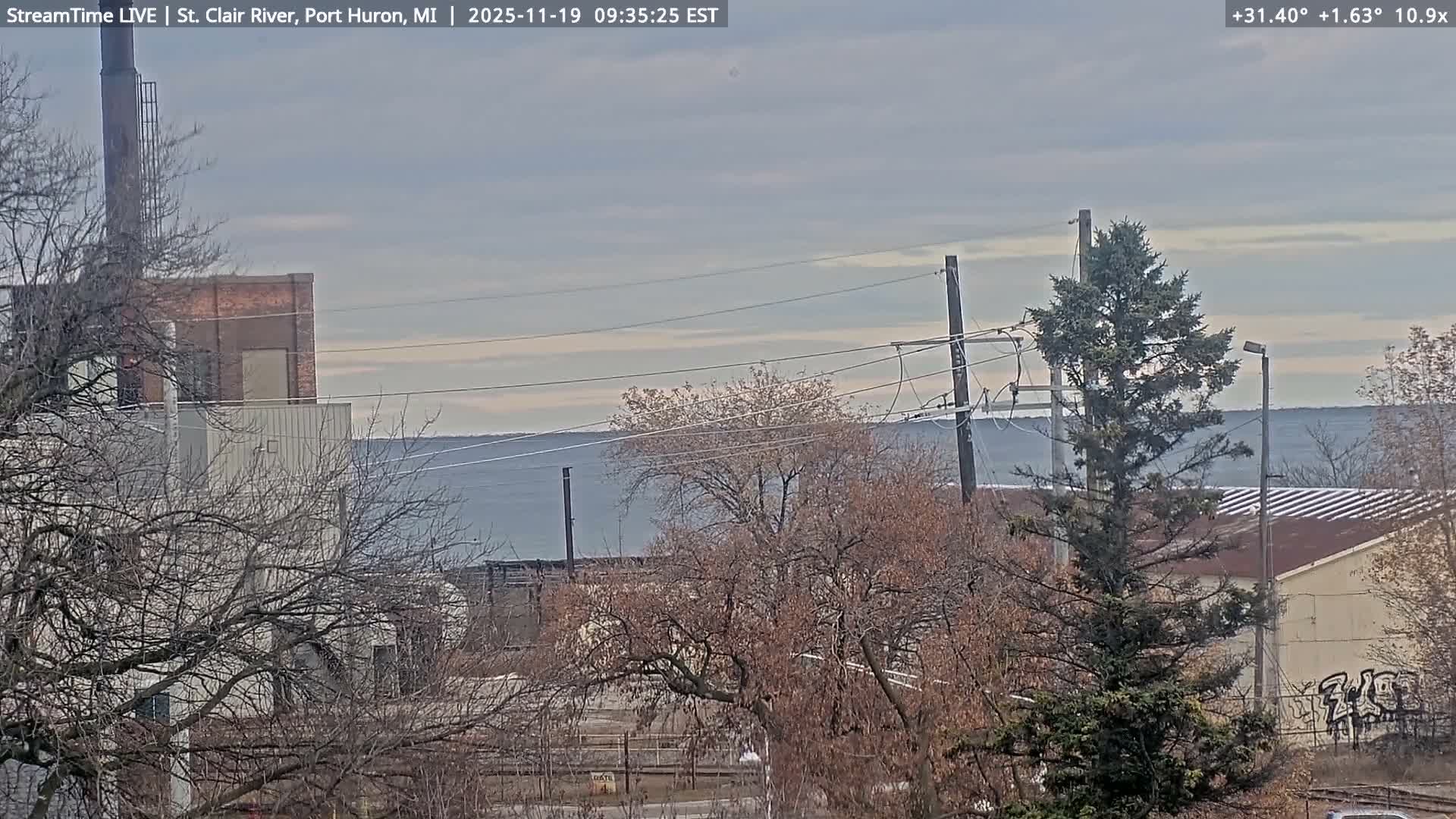 USA-Canada Border Blue Water Bridge, Port Huron USA & Sarnia / Point Edward Ontario, Canada View from St. Clair River - Port Huron, St. Clair, Michigan, USA