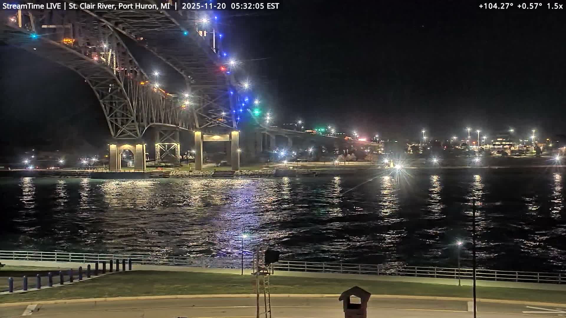 USA-Canada Border Blue Water Bridge, Port Huron USA & Sarnia / Point Edward Ontario, Canada View from St. Clair River - Port Huron, St. Clair, Michigan, USA