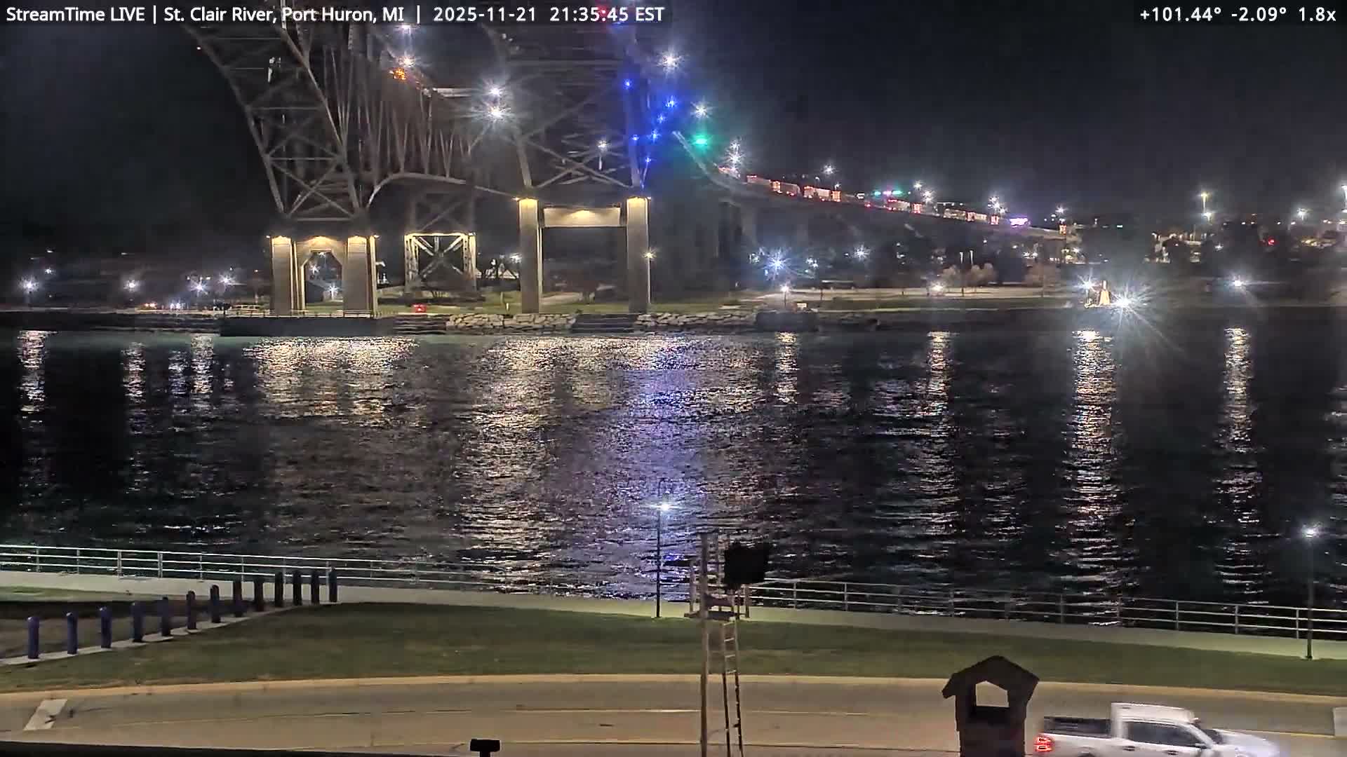 USA-Canada Border Blue Water Bridge, Port Huron USA & Sarnia / Point Edward Ontario, Canada View from St. Clair River - Port Huron, St. Clair, Michigan, USA