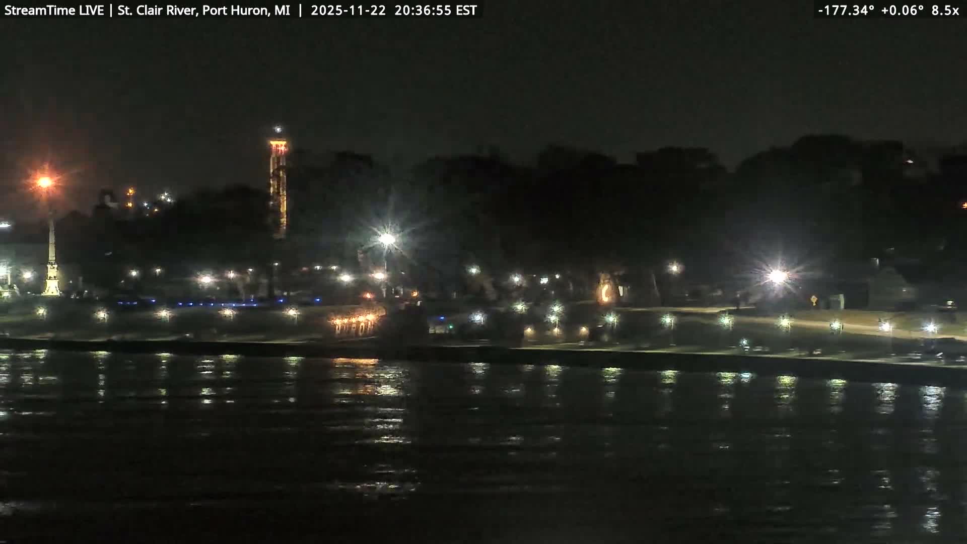 USA-Canada Border Blue Water Bridge, Port Huron USA & Sarnia / Point Edward Ontario, Canada View from St. Clair River - Port Huron, St. Clair, Michigan, USA