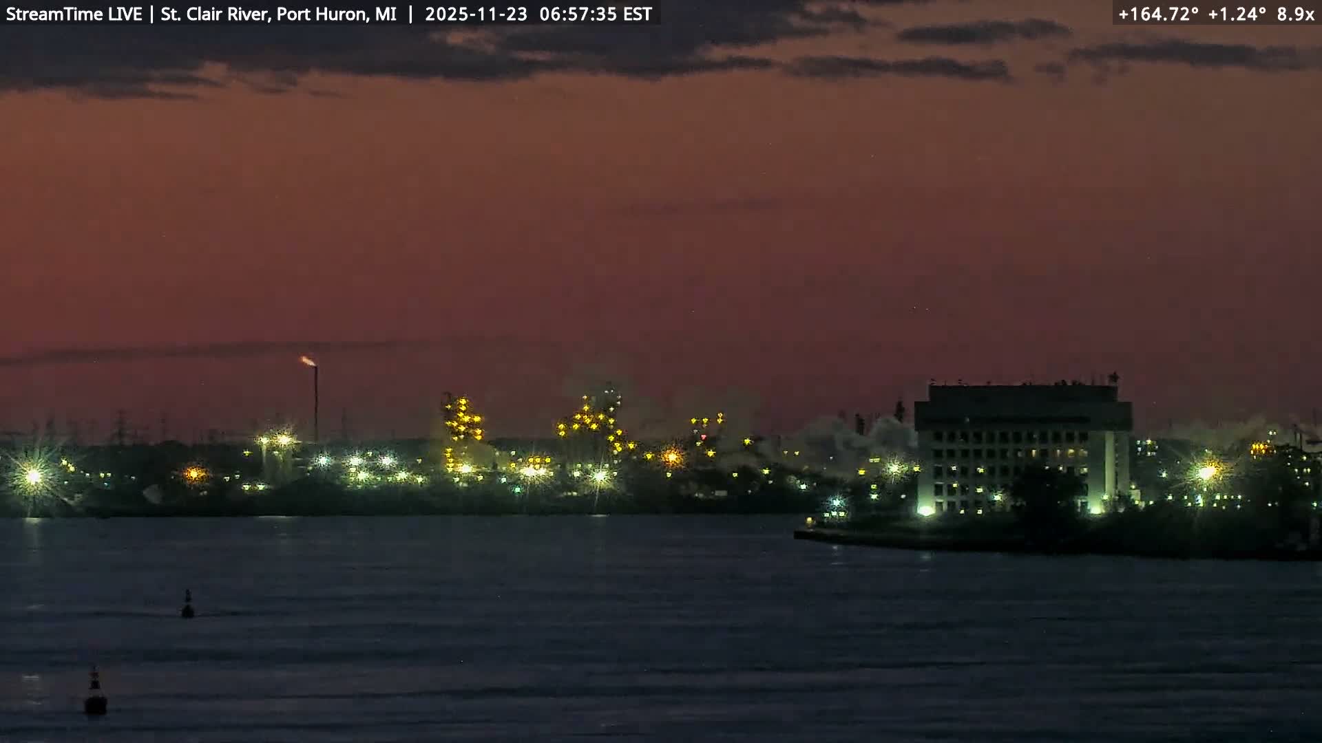 USA-Canada Border Blue Water Bridge, Port Huron USA & Sarnia / Point Edward Ontario, Canada View from St. Clair River - Port Huron, St. Clair, Michigan, USA