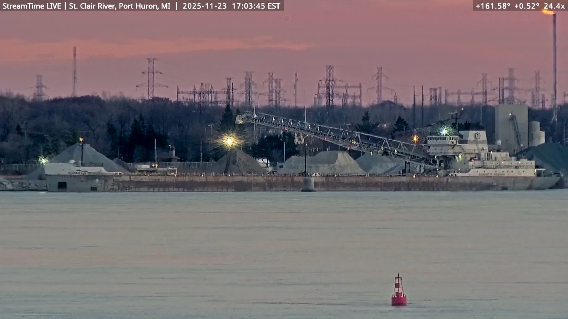 USA-Canada Border Blue Water Bridge, Port Huron USA & Sarnia / Point Edward Ontario, Canada View from St. Clair River - Port Huron, St. Clair, Michigan, USA