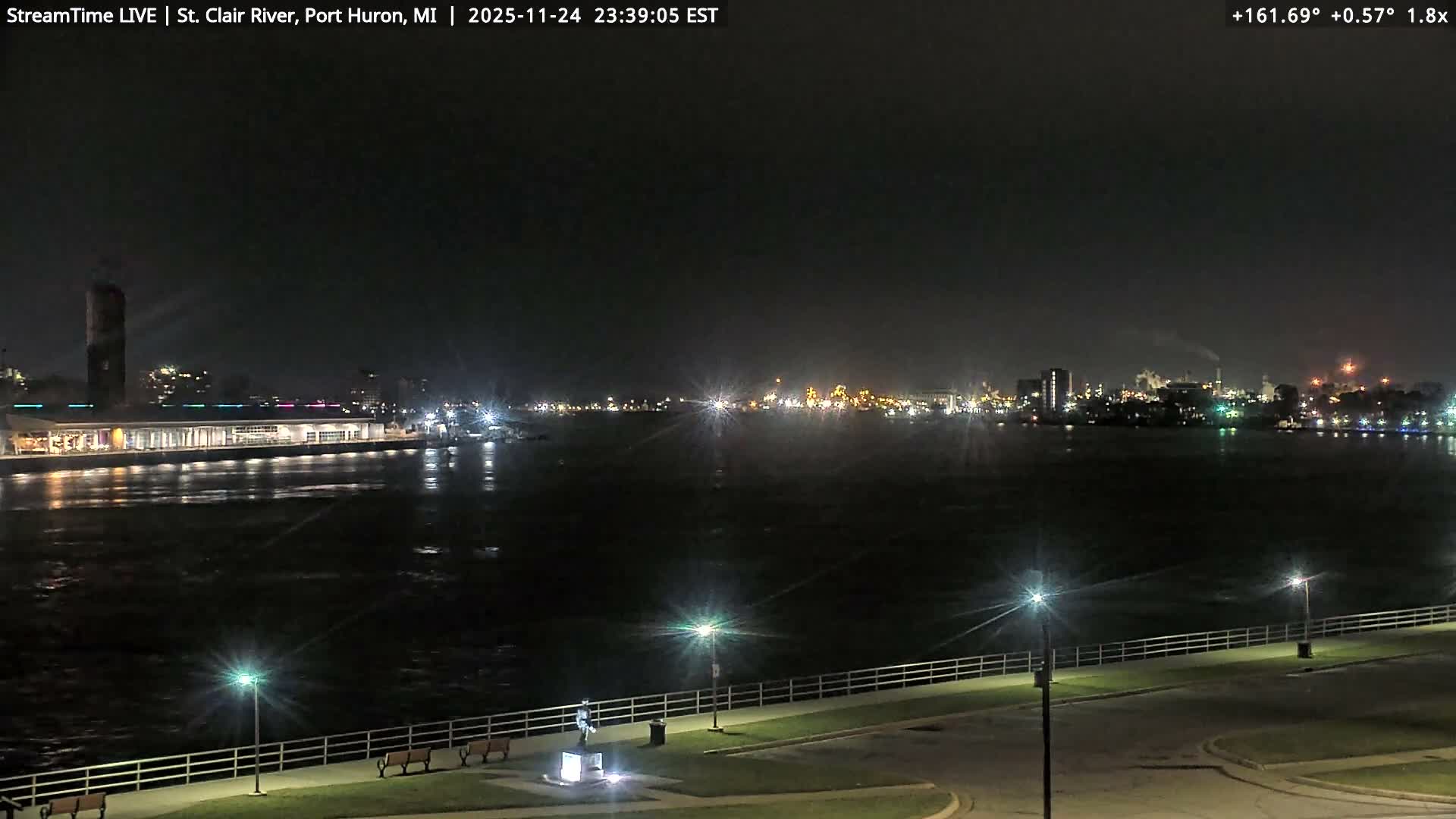 USA-Canada Border Blue Water Bridge, Port Huron USA & Sarnia / Point Edward Ontario, Canada View from St. Clair River - Port Huron, St. Clair, Michigan, USA