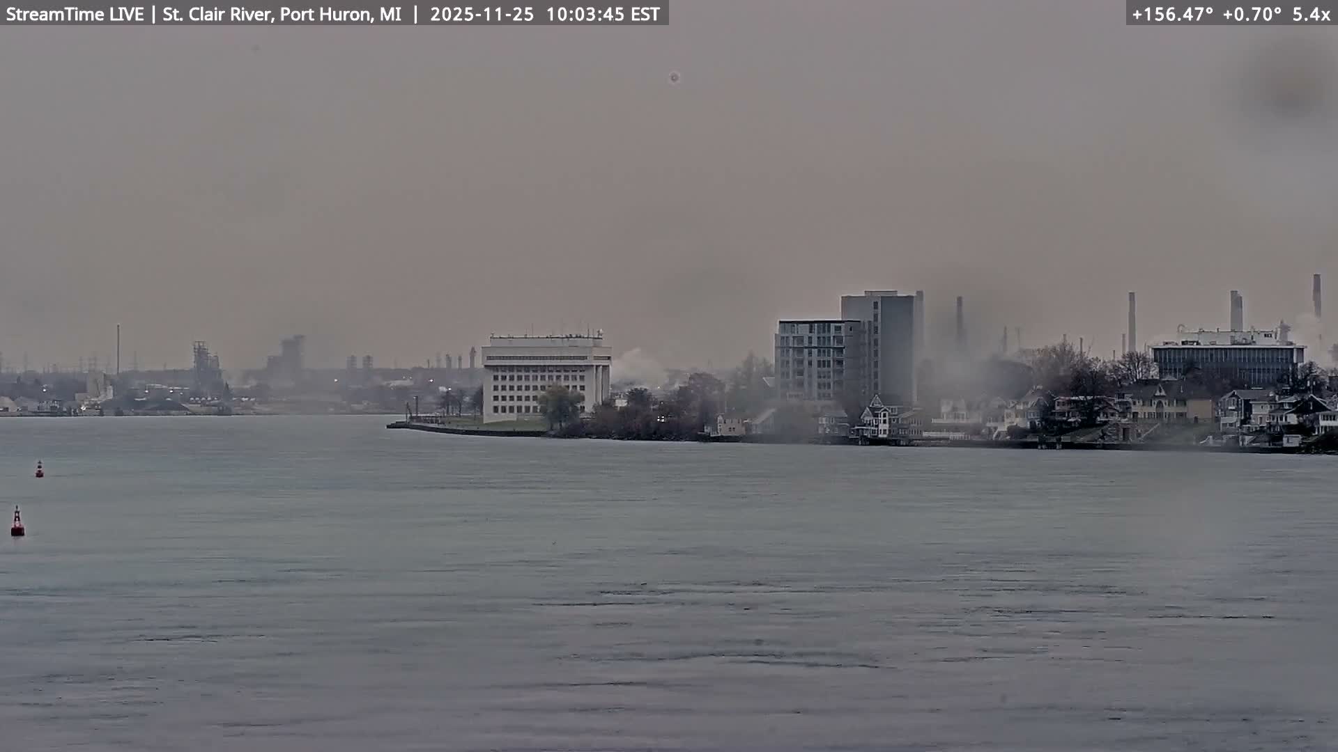 USA-Canada Border Blue Water Bridge, Port Huron USA & Sarnia / Point Edward Ontario, Canada View from St. Clair River - Port Huron, St. Clair, Michigan, USA