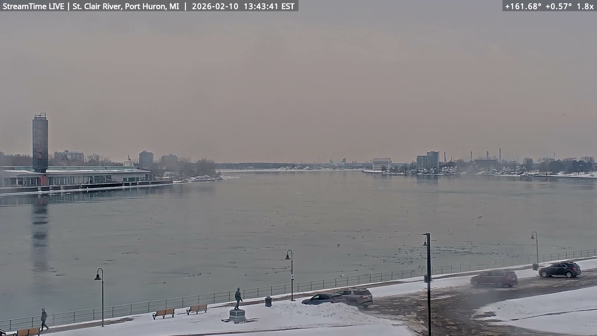 USA-Canada Border Blue Water Bridge, Port Huron USA & Sarnia / Point Edward Ontario, Canada View from St. Clair River - Port Huron, St. Clair, Michigan, USA