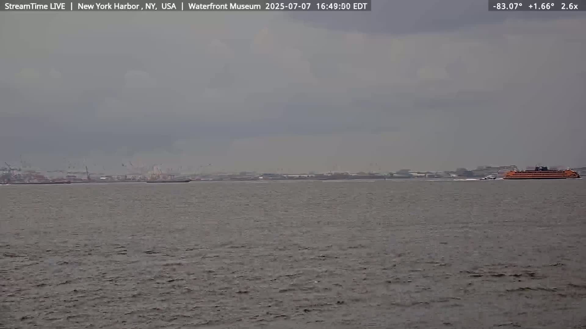 New York City Silhouette& Statue of Liberty View  from New York Bay Live Cam - Brooklyn, New York City, New York, USA