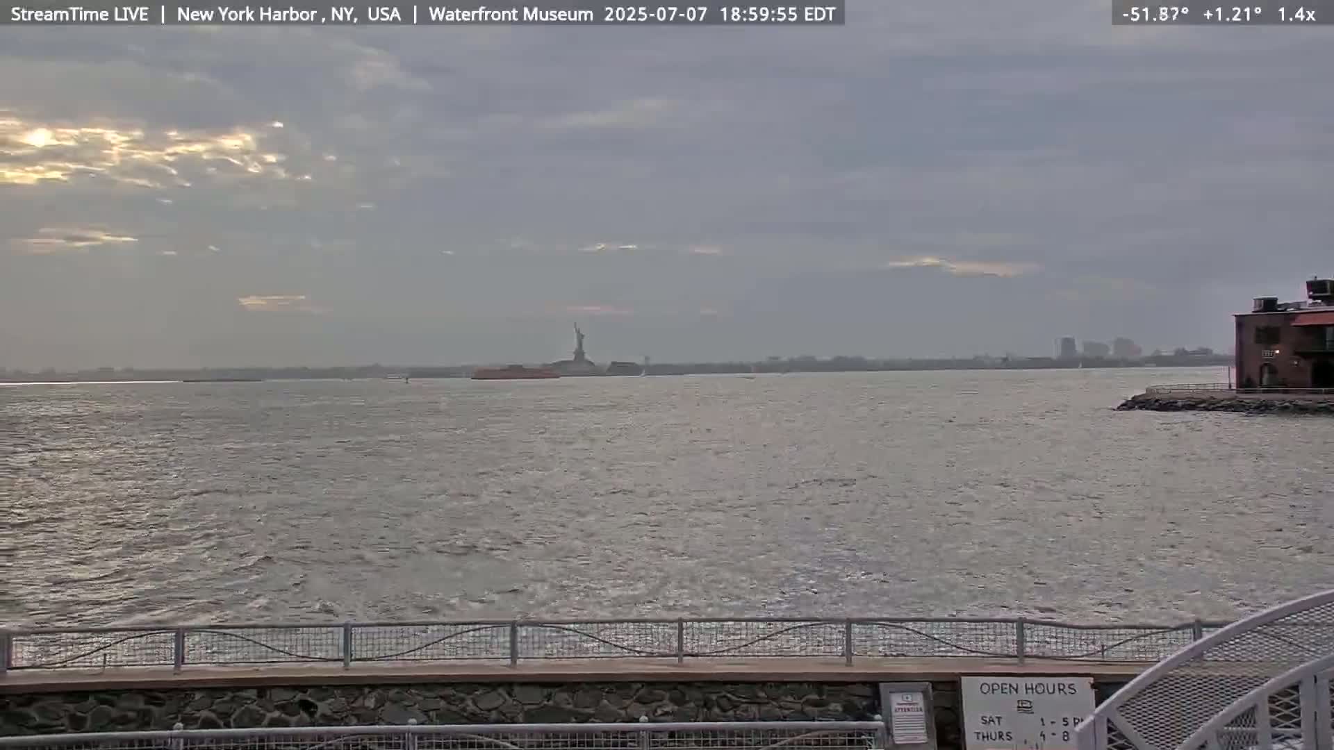 New York City Silhouette& Statue of Liberty View  from New York Bay Live Cam - Brooklyn, New York City, New York, USA