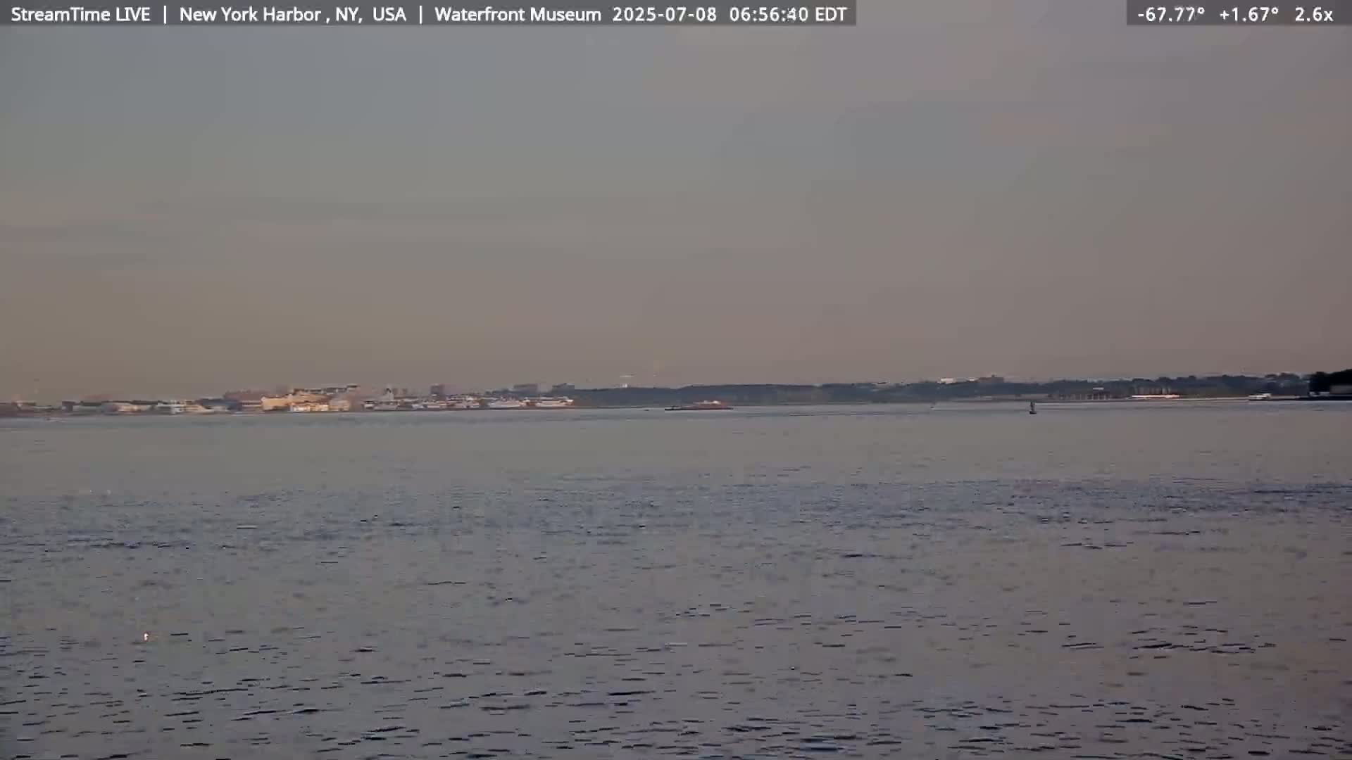 New York City Silhouette& Statue of Liberty View  from New York Bay Live Cam - Brooklyn, New York City, New York, USA