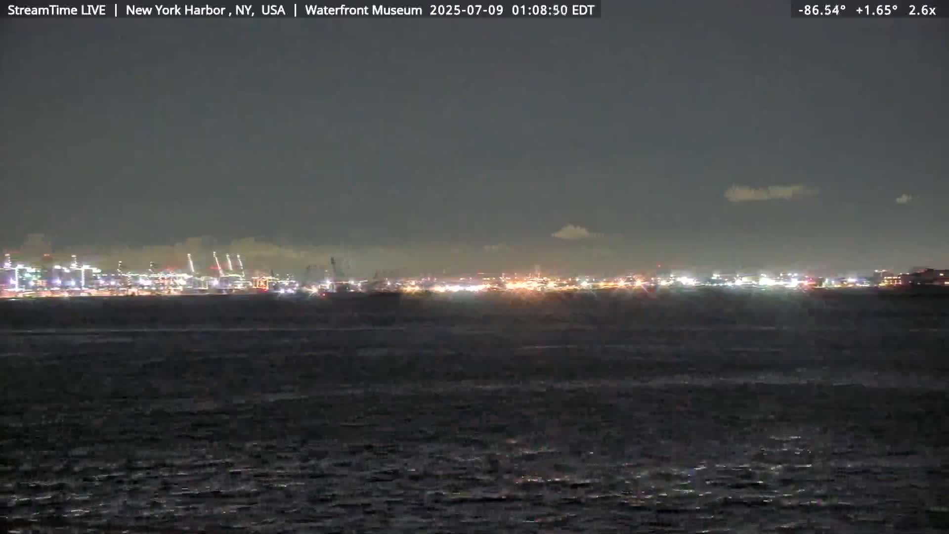 New York City Silhouette& Statue of Liberty View  from New York Bay Live Cam - Brooklyn, New York City, New York, USA
