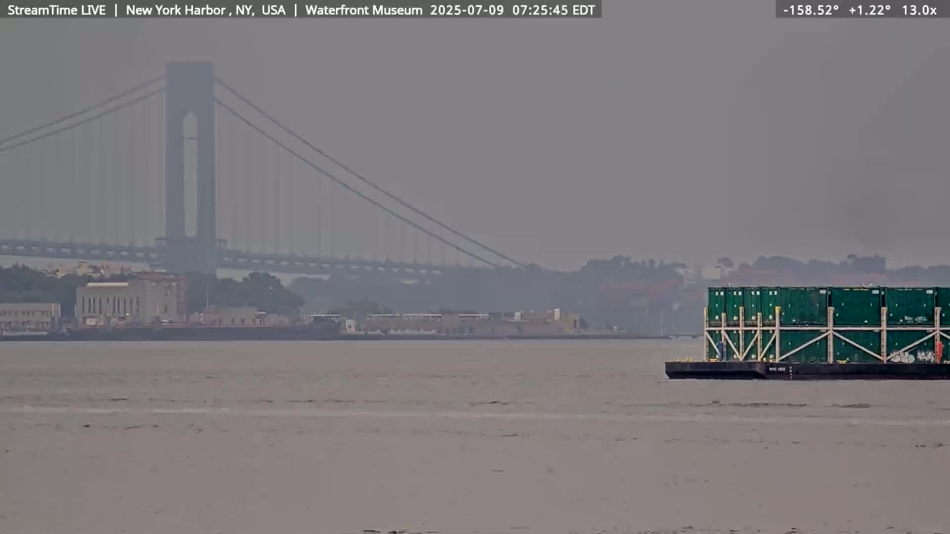 New York City Silhouette& Statue of Liberty View  from New York Bay Live Cam - Brooklyn, New York City, New York, USA