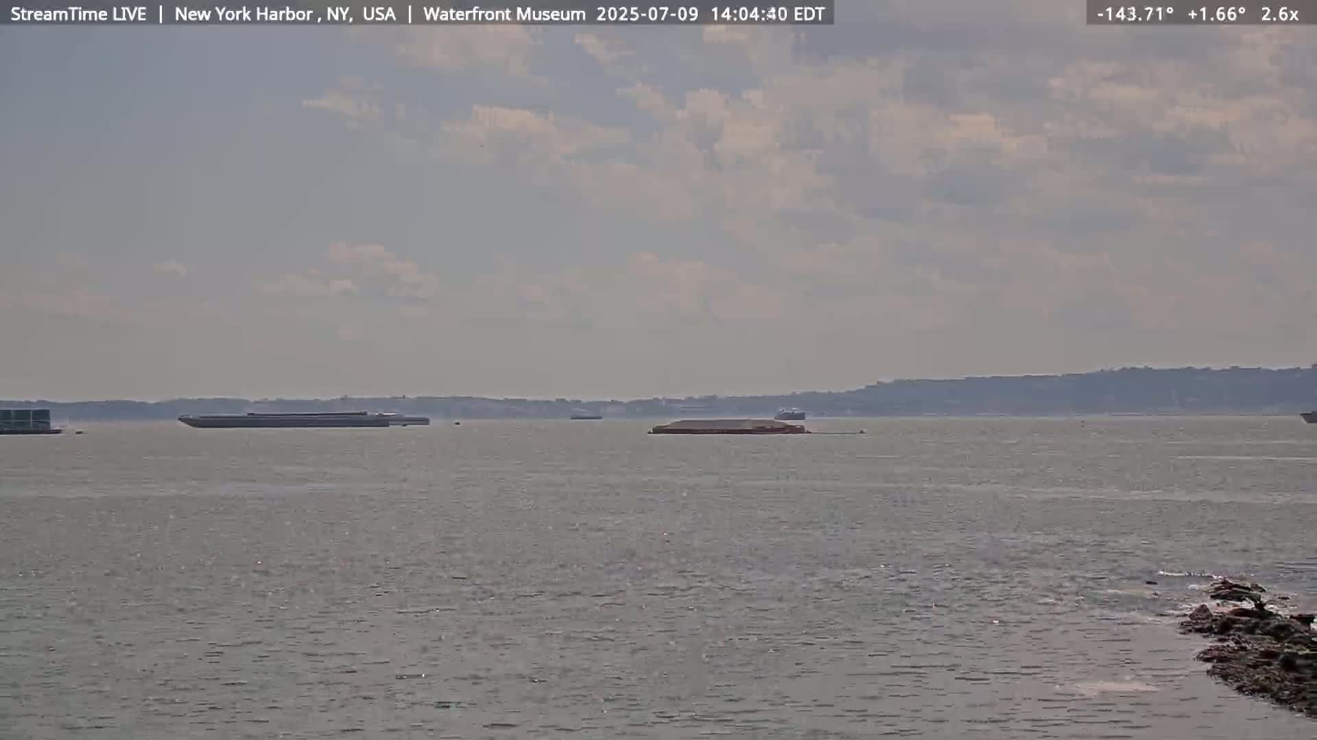New York City Silhouette& Statue of Liberty View  from New York Bay Live Cam - Brooklyn, New York City, New York, USA