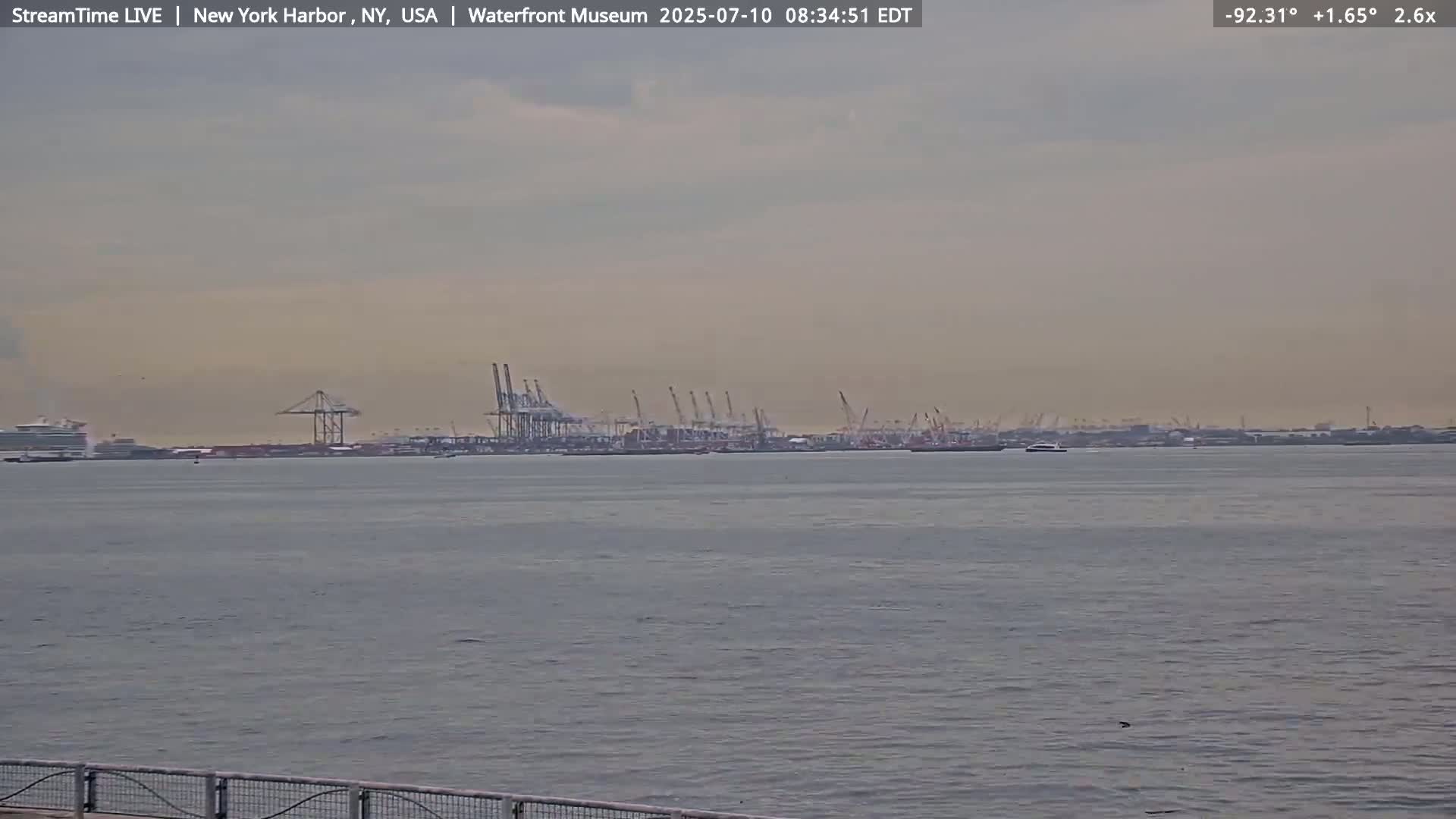 New York City Silhouette& Statue of Liberty View  from New York Bay Live Cam - Brooklyn, New York City, New York, USA