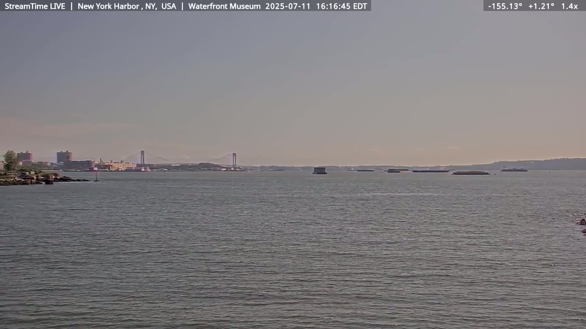 New York City Silhouette& Statue of Liberty View  from New York Bay Live Cam - Brooklyn, New York City, New York, USA