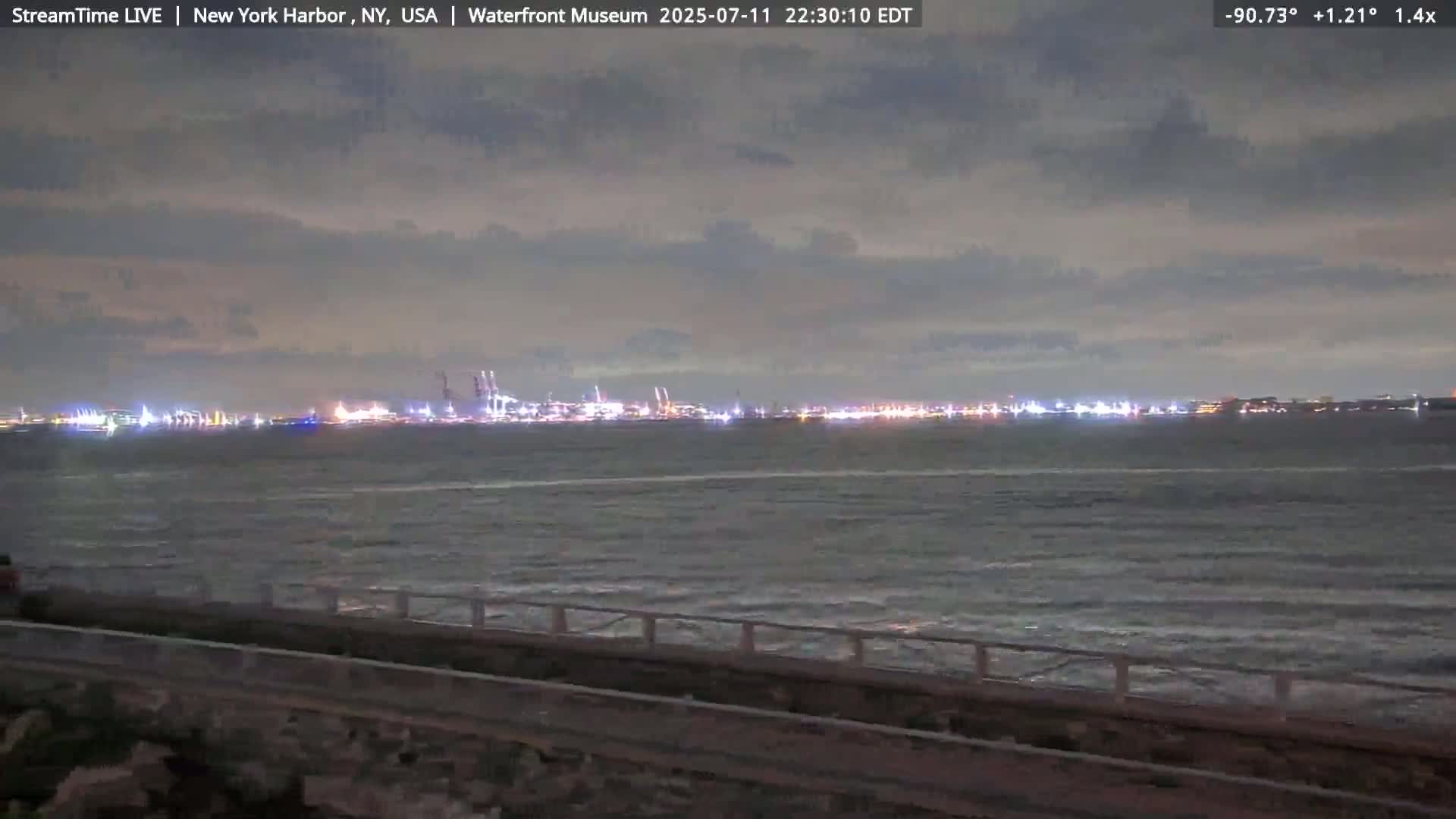 New York City Silhouette& Statue of Liberty View  from New York Bay Live Cam - Brooklyn, New York City, New York, USA