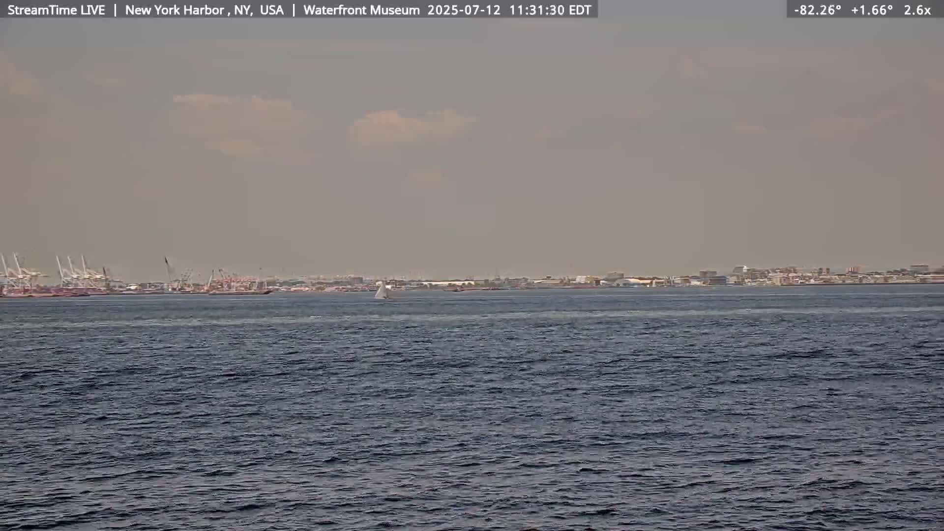 New York City Silhouette& Statue of Liberty View  from New York Bay Live Cam - Brooklyn, New York City, New York, USA