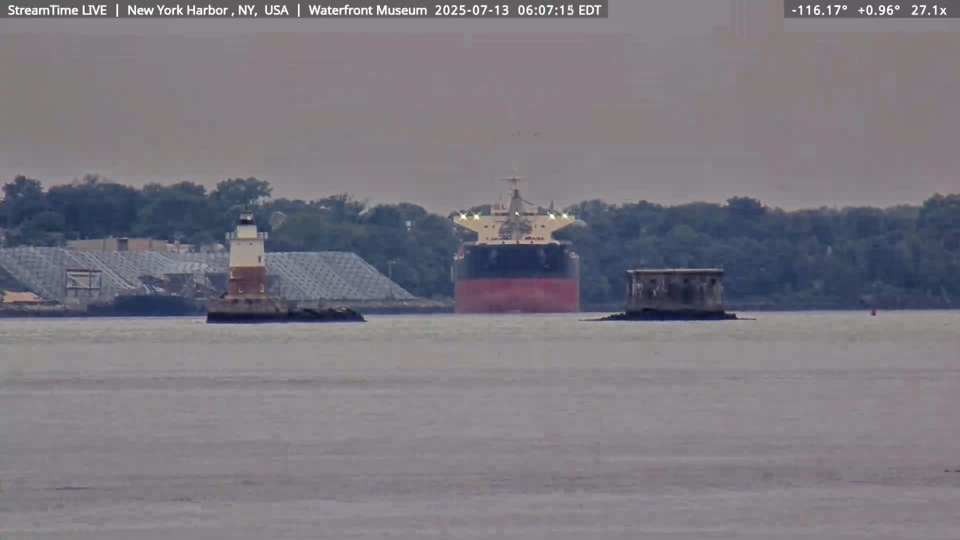 New York City Silhouette& Statue of Liberty View  from New York Bay Live Cam - Brooklyn, New York City, New York, USA
