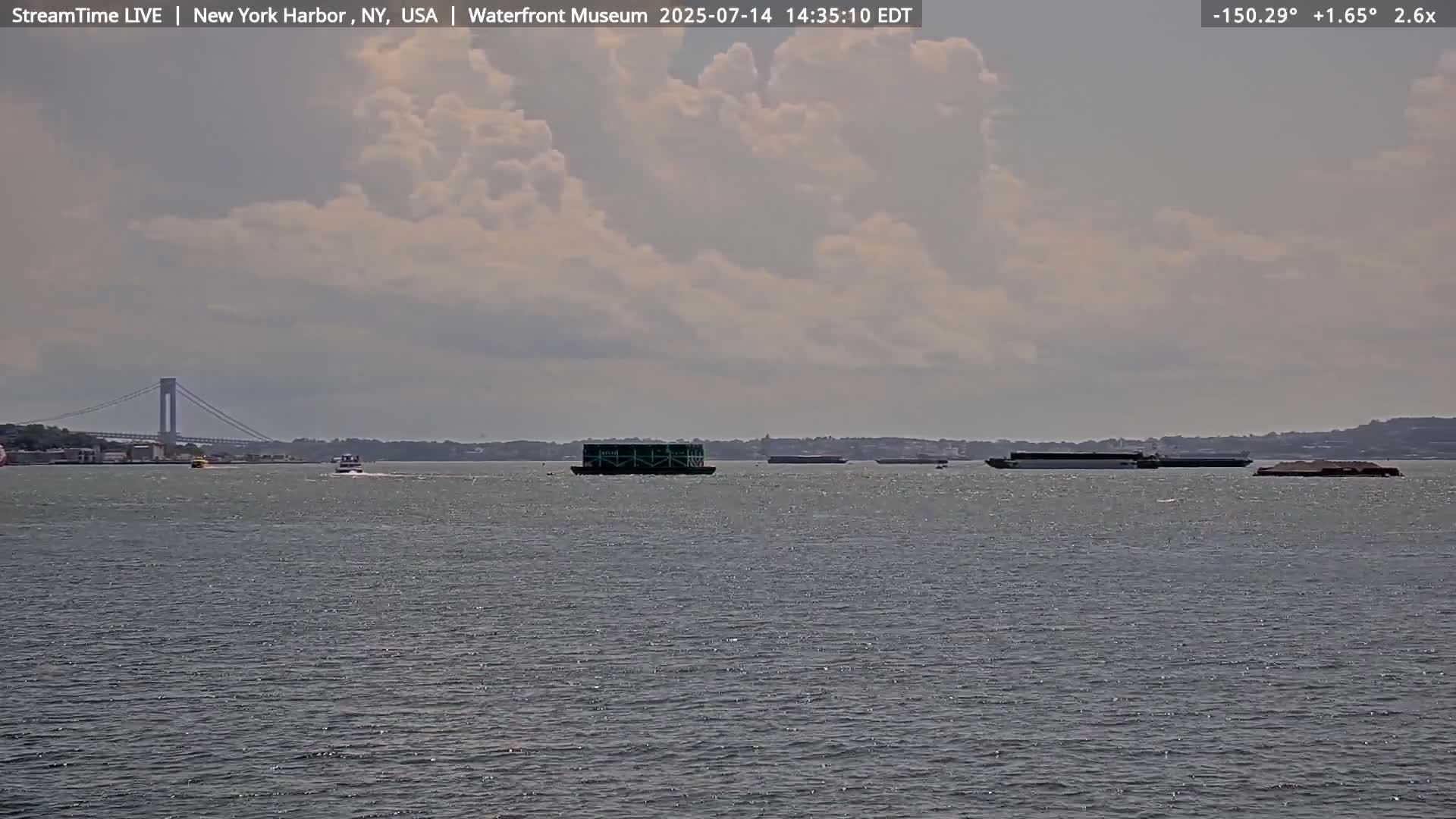 New York City Silhouette& Statue of Liberty View  from New York Bay Live Cam - Brooklyn, New York City, New York, USA