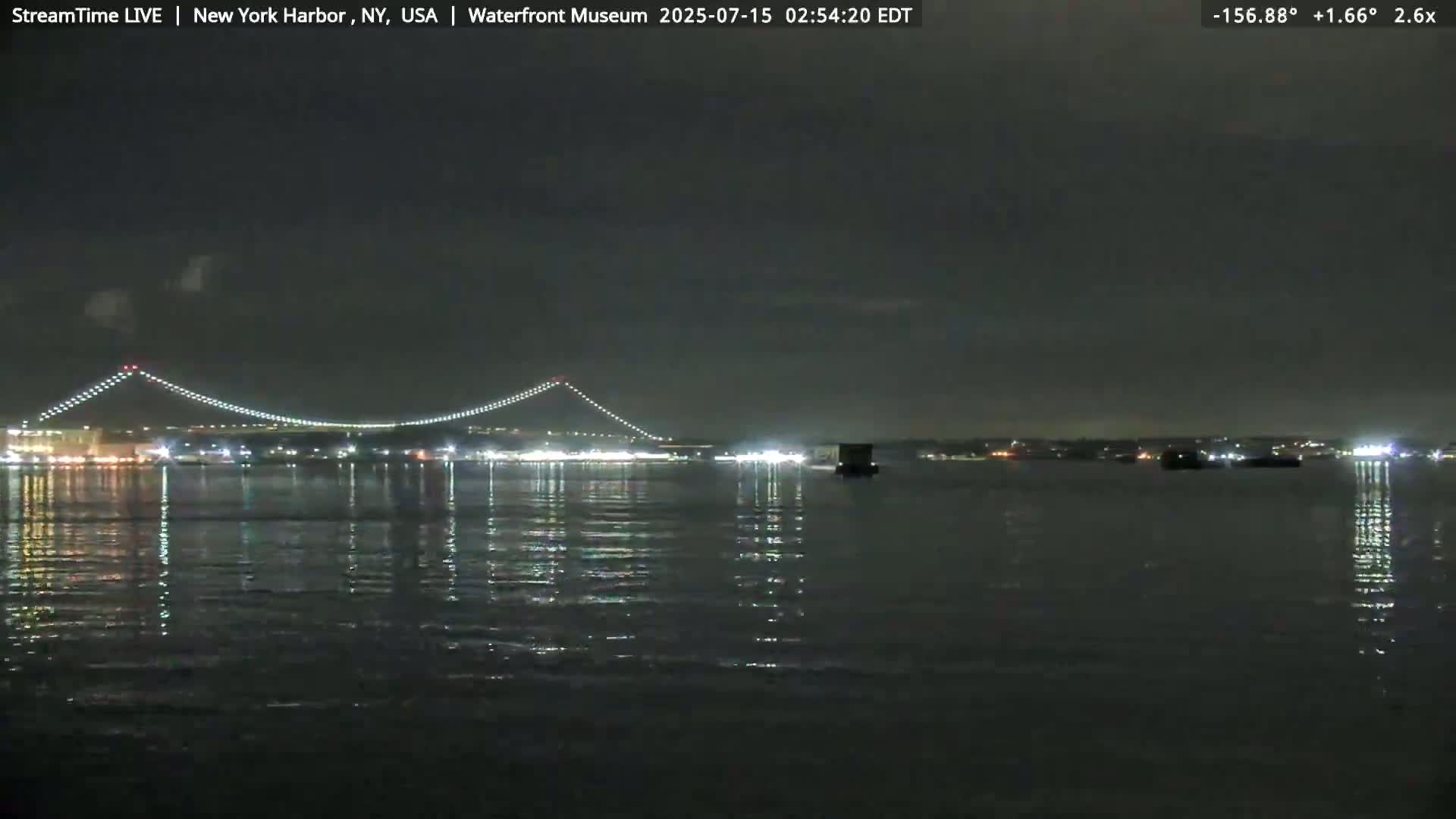 New York City Silhouette& Statue of Liberty View  from New York Bay Live Cam - Brooklyn, New York City, New York, USA