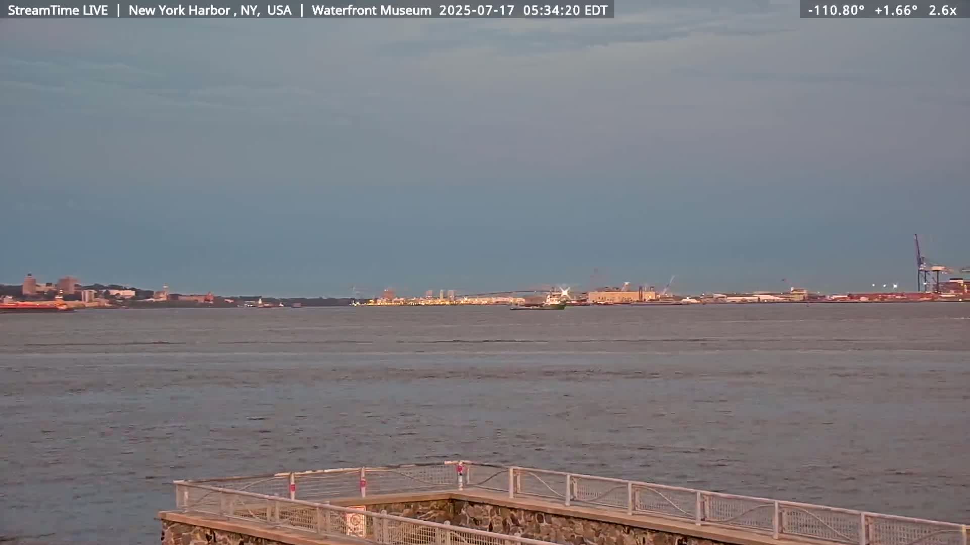 New York City Silhouette& Statue of Liberty View  from New York Bay Live Cam - Brooklyn, New York City, New York, USA