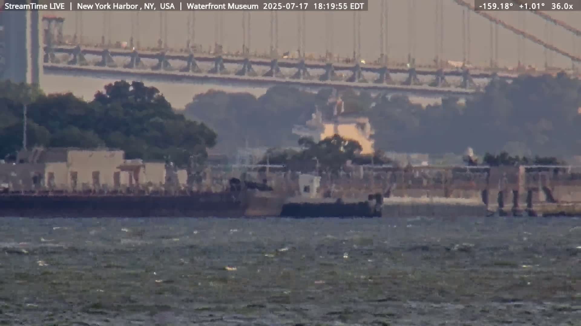 New York City Silhouette& Statue of Liberty View  from New York Bay Live Cam - Brooklyn, New York City, New York, USA