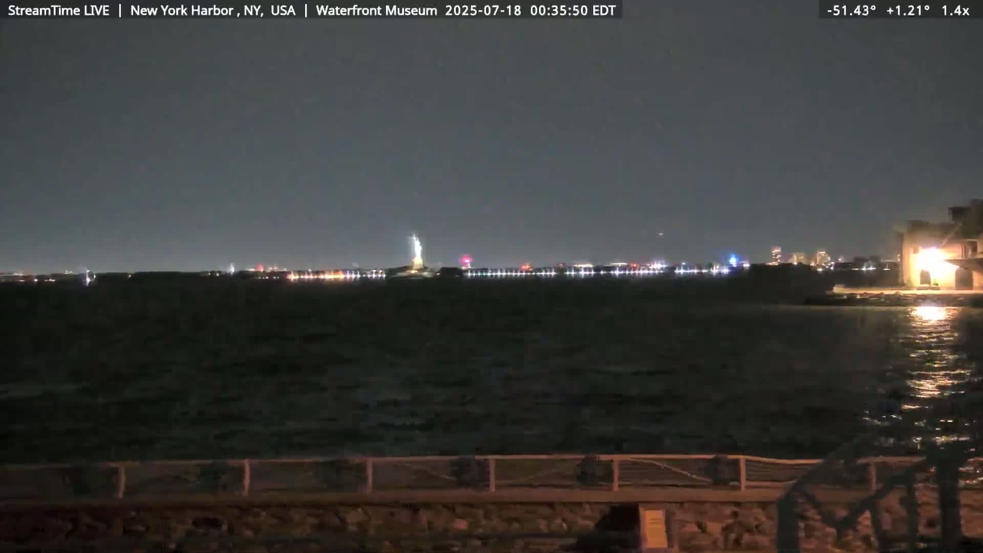 New York City Silhouette& Statue of Liberty View  from New York Bay Live Cam - Brooklyn, New York City, New York, USA