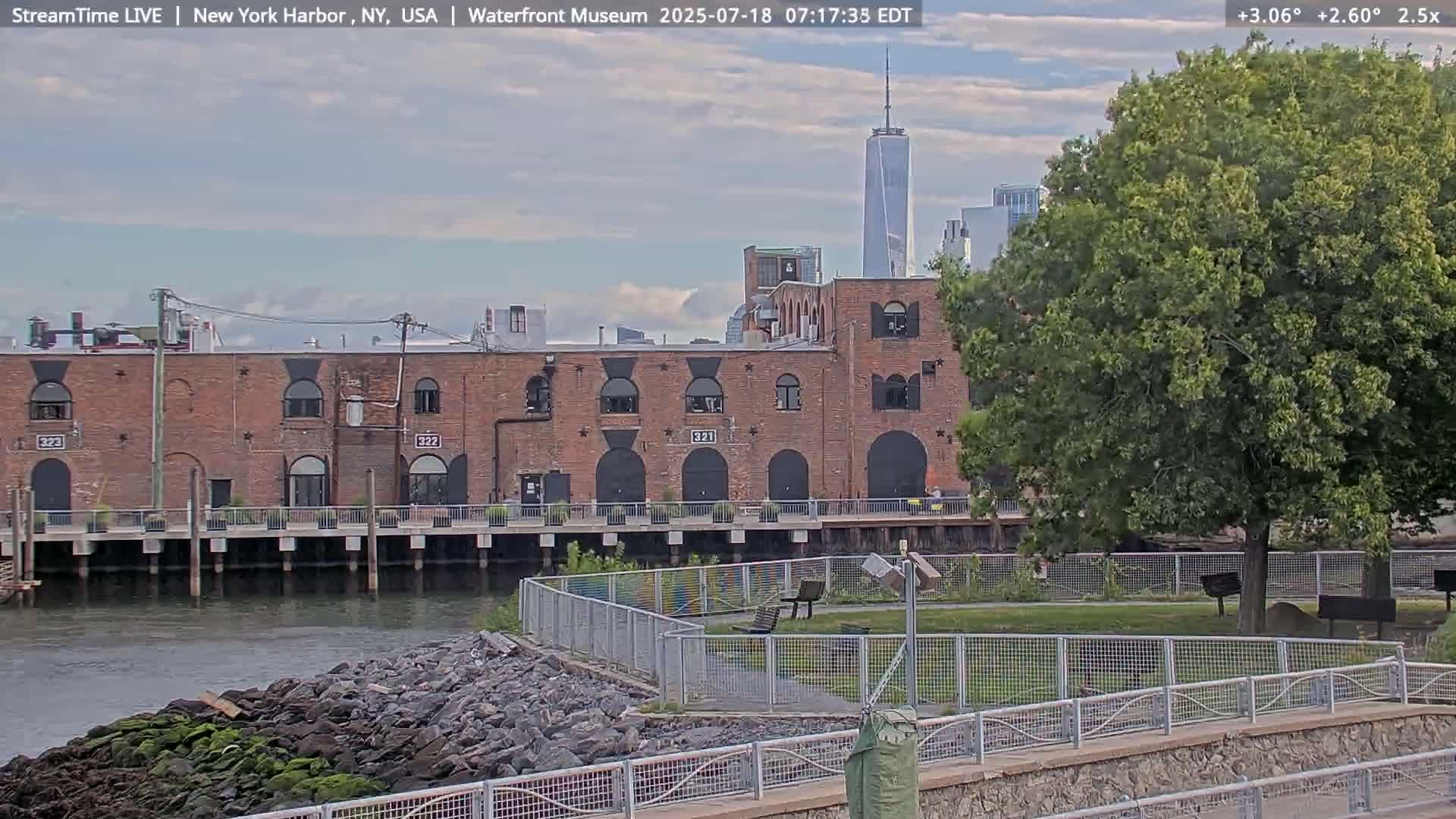 New York City Silhouette& Statue of Liberty View  from New York Bay Live Cam - Brooklyn, New York City, New York, USA