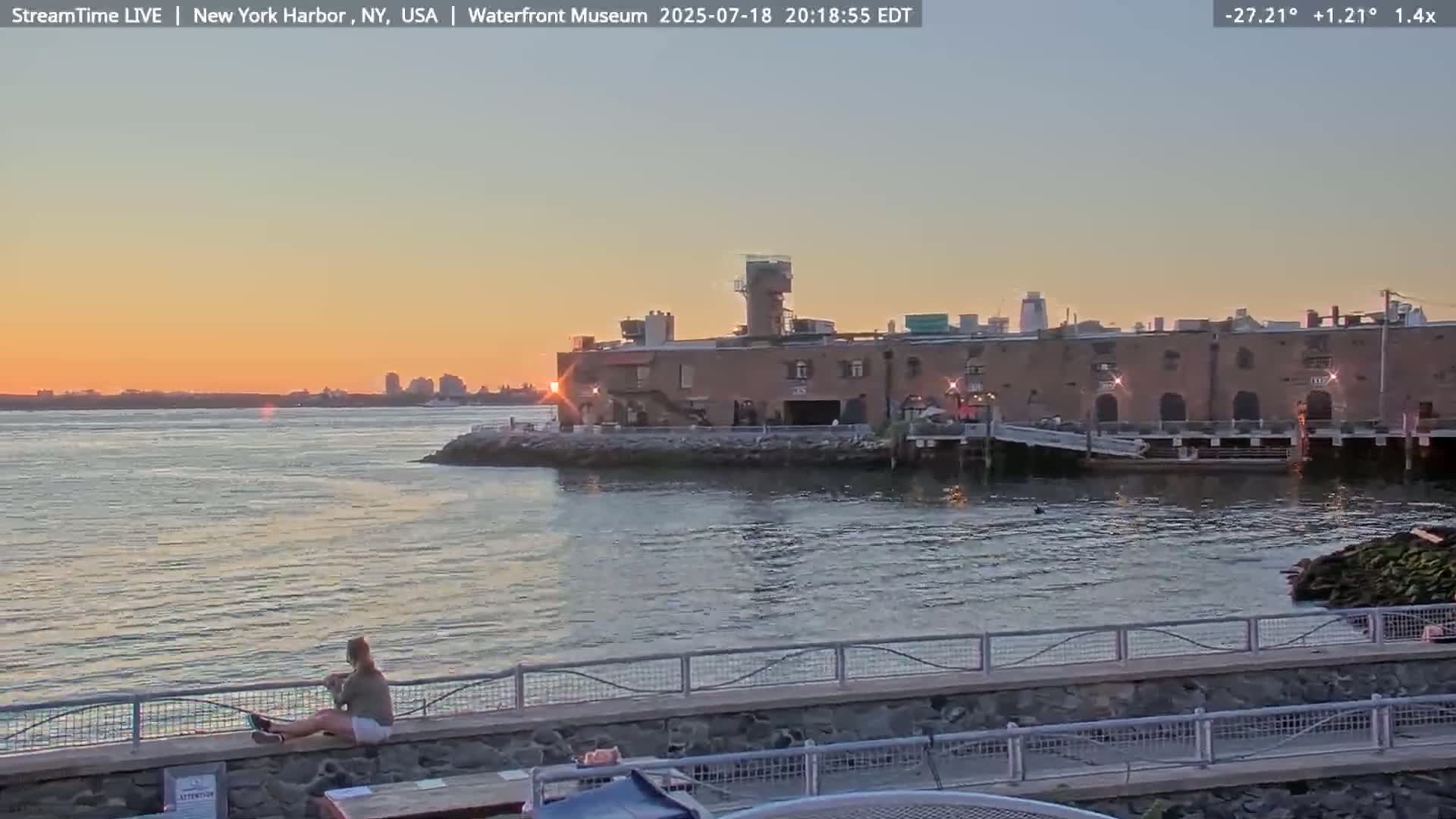 New York City Silhouette& Statue of Liberty View  from New York Bay Live Cam - Brooklyn, New York City, New York, USA