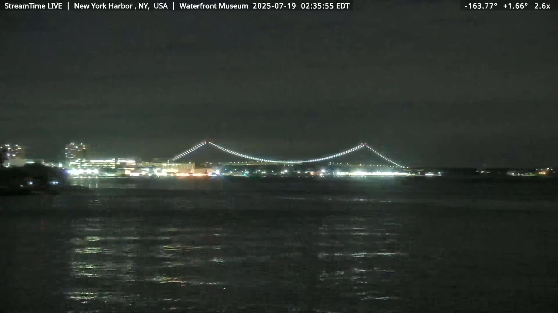 New York City Silhouette& Statue of Liberty View  from New York Bay Live Cam - Brooklyn, New York City, New York, USA