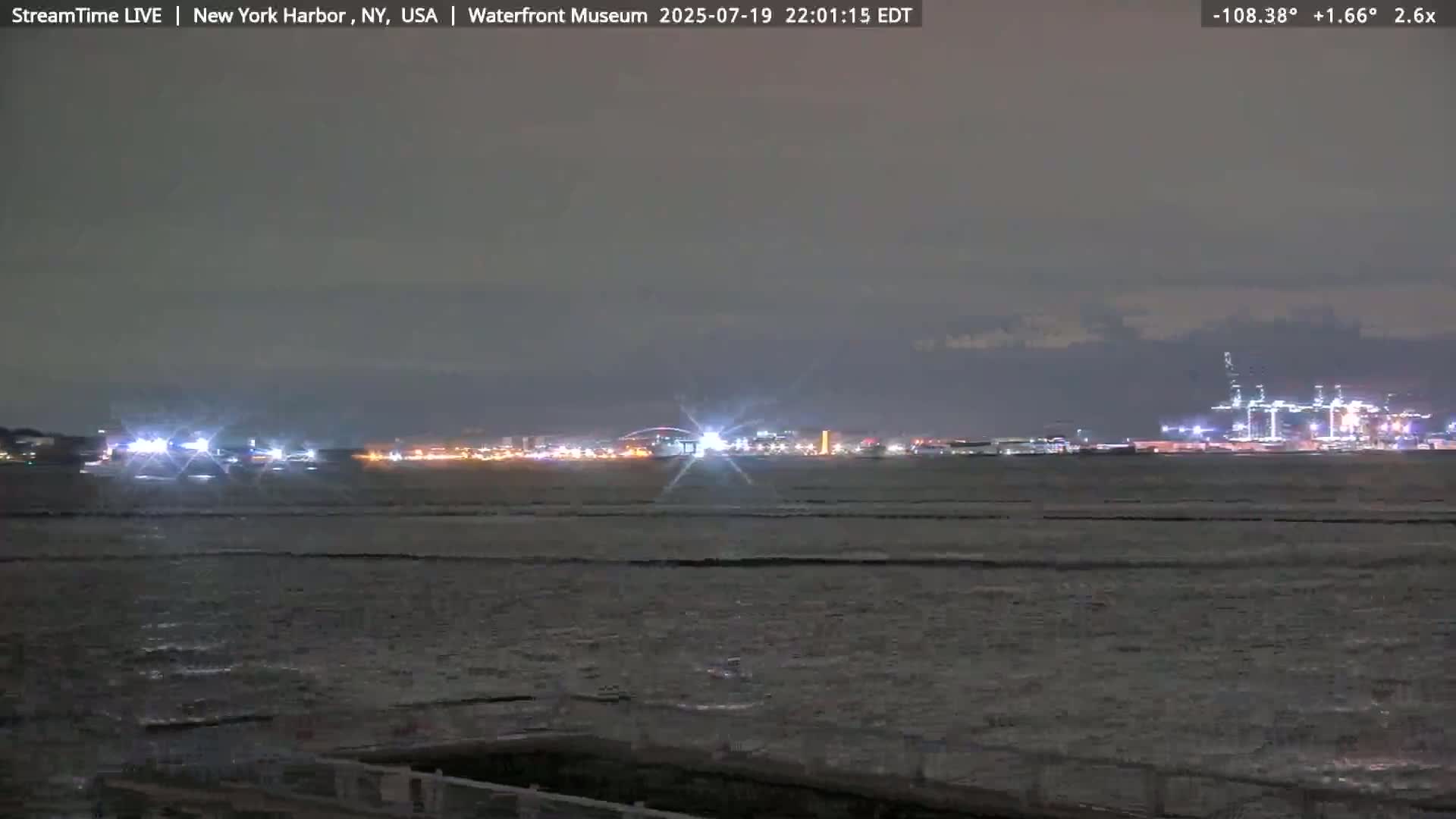 New York City Silhouette& Statue of Liberty View  from New York Bay Live Cam - Brooklyn, New York City, New York, USA