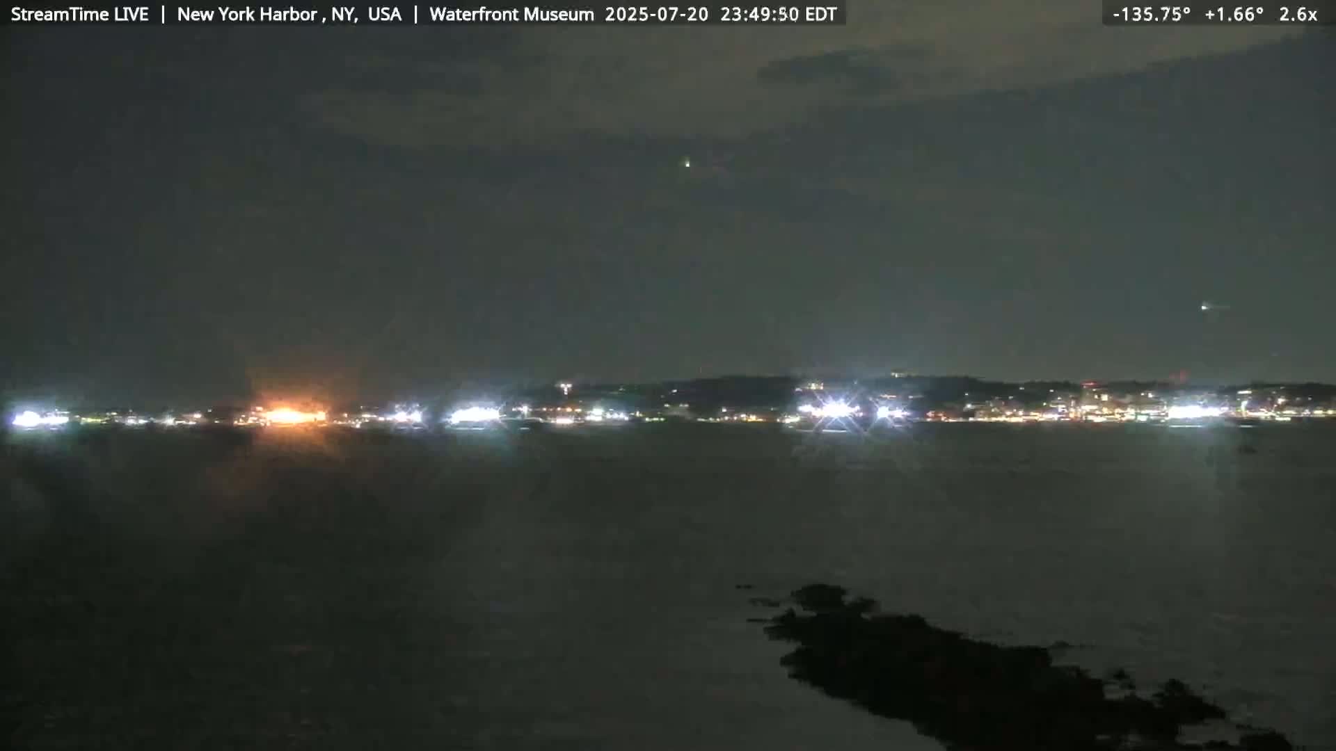 New York City Silhouette& Statue of Liberty View  from New York Bay Live Cam - Brooklyn, New York City, New York, USA