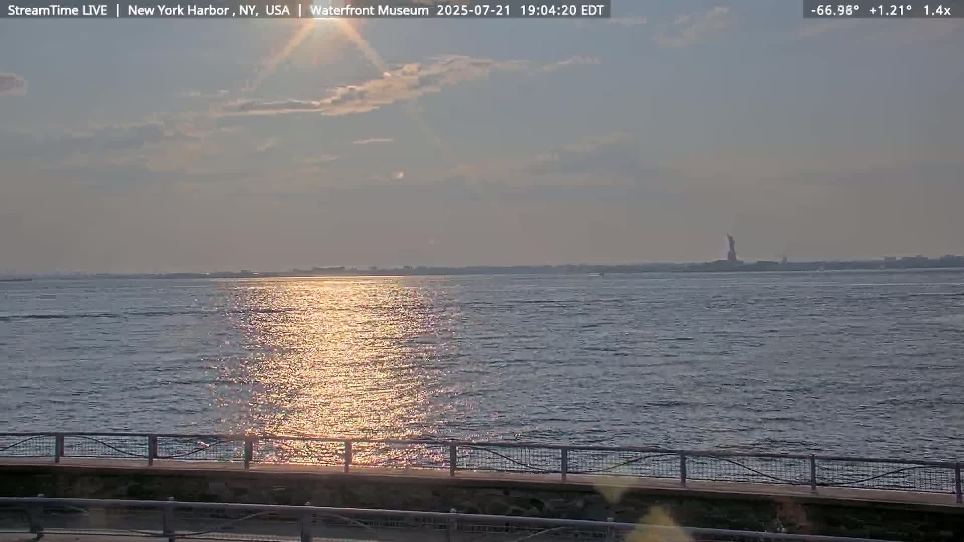 New York City Silhouette& Statue of Liberty View  from New York Bay Live Cam - Brooklyn, New York City, New York, USA