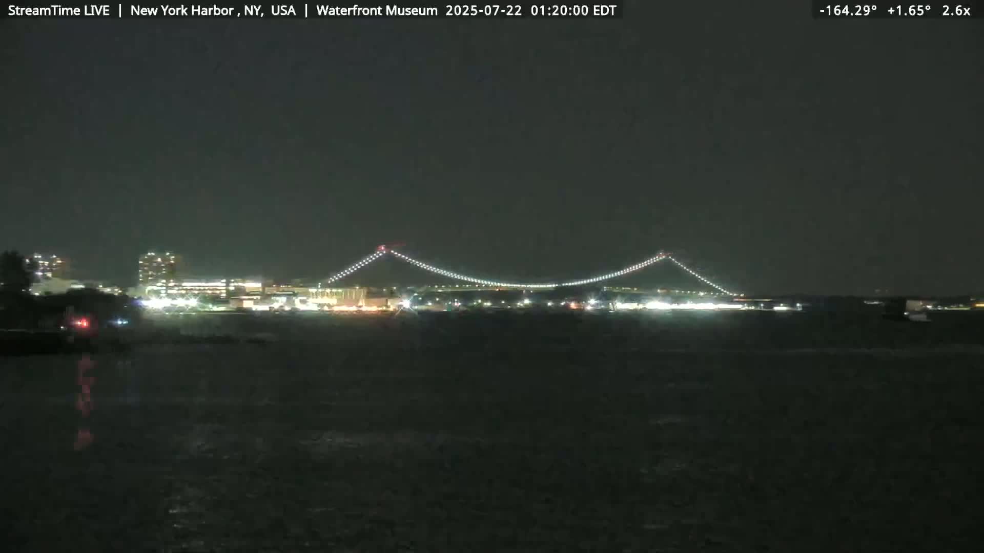 New York City Silhouette& Statue of Liberty View  from New York Bay Live Cam - Brooklyn, New York City, New York, USA
