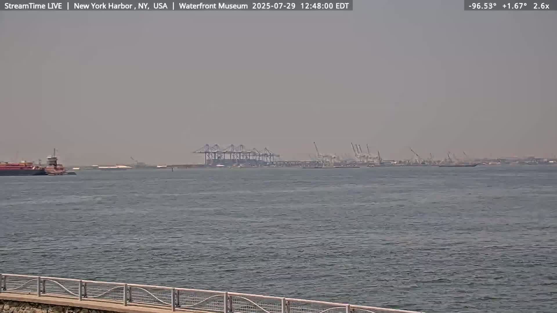 New York City Silhouette& Statue of Liberty View  from New York Bay Live Cam - Brooklyn, New York City, New York, USA