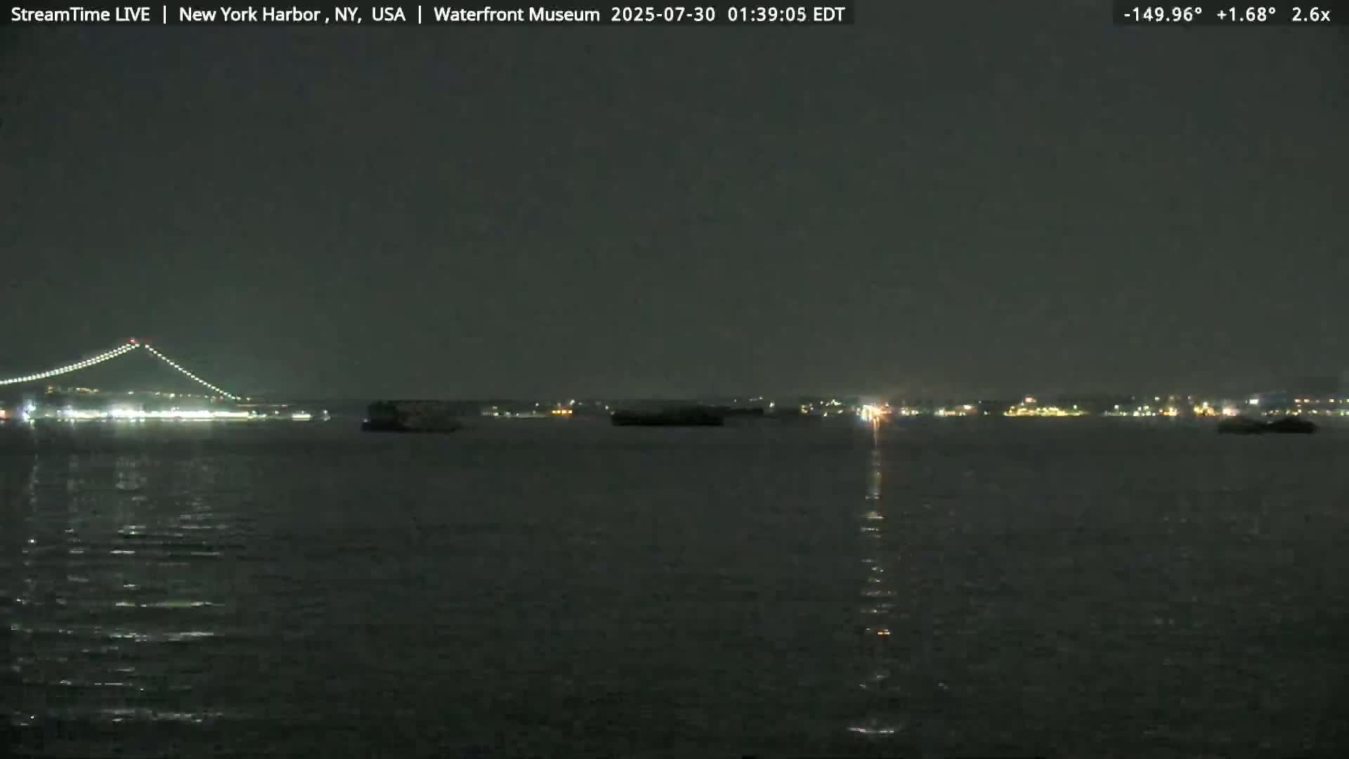 New York City Silhouette& Statue of Liberty View  from New York Bay Live Cam - Brooklyn, New York City, New York, USA