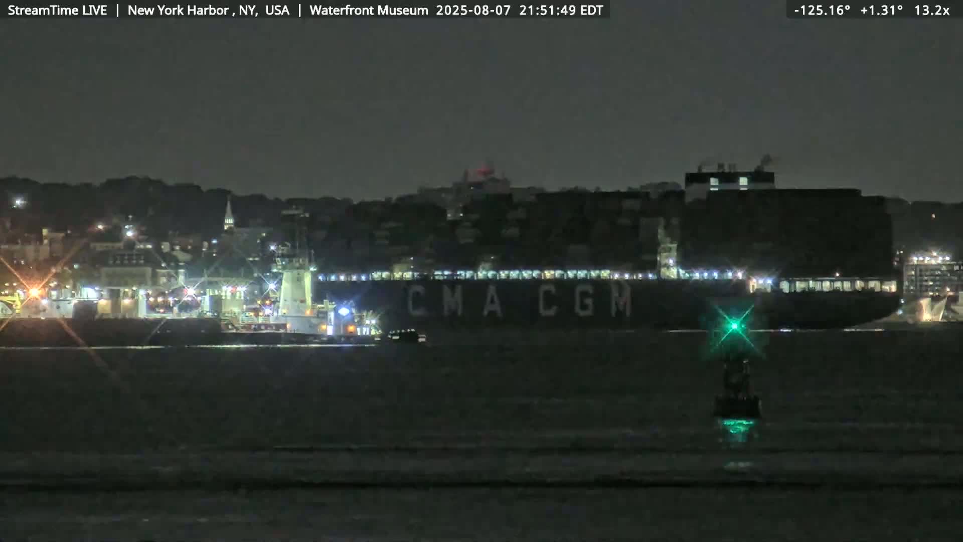 New York City Silhouette& Statue of Liberty View  from New York Bay Live Cam - Brooklyn, New York City, New York, USA