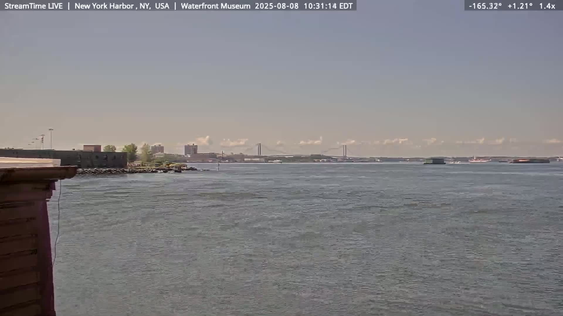 New York City Silhouette& Statue of Liberty View  from New York Bay Live Cam - Brooklyn, New York City, New York, USA