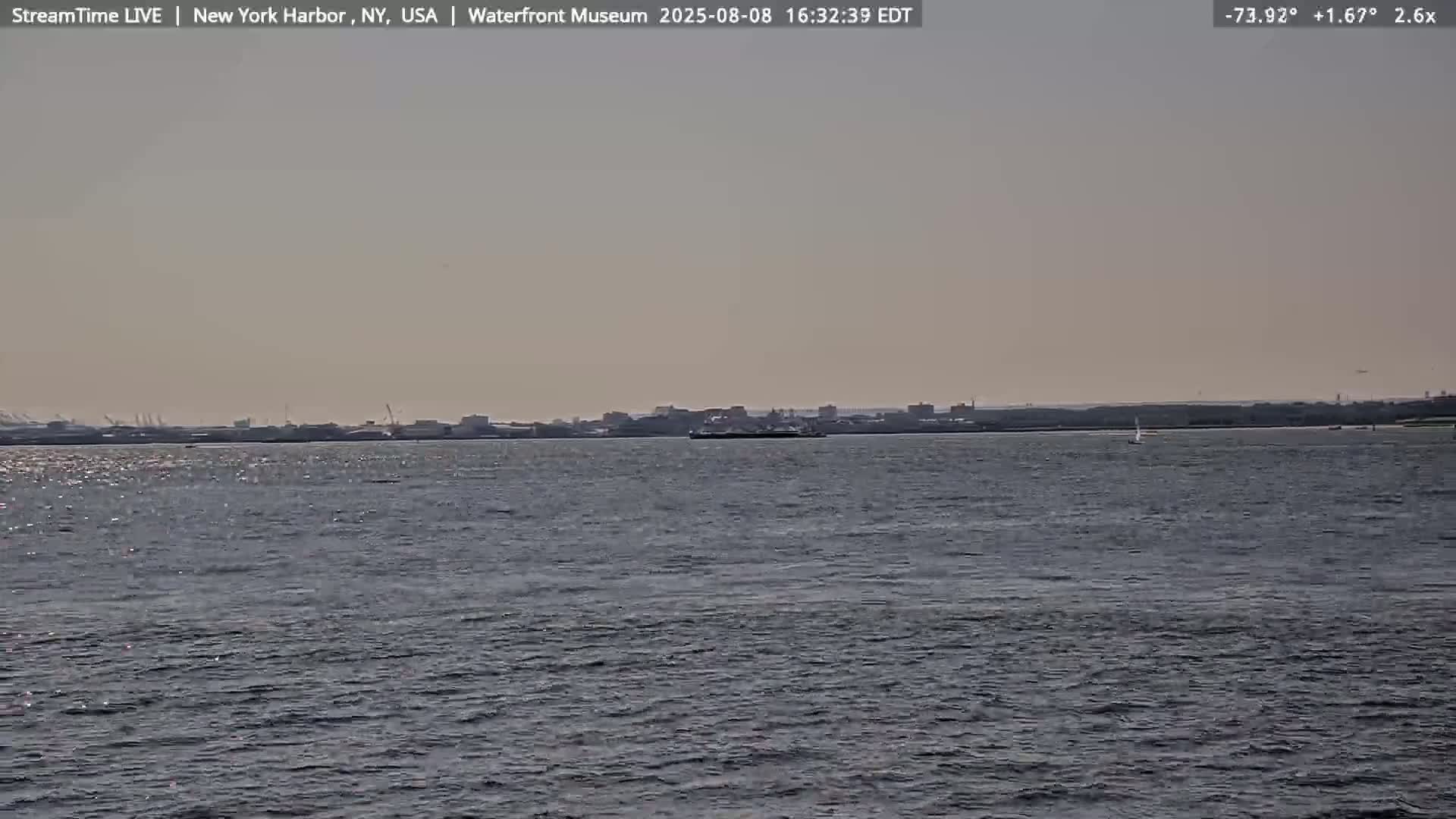 New York City Silhouette& Statue of Liberty View  from New York Bay Live Cam - Brooklyn, New York City, New York, USA